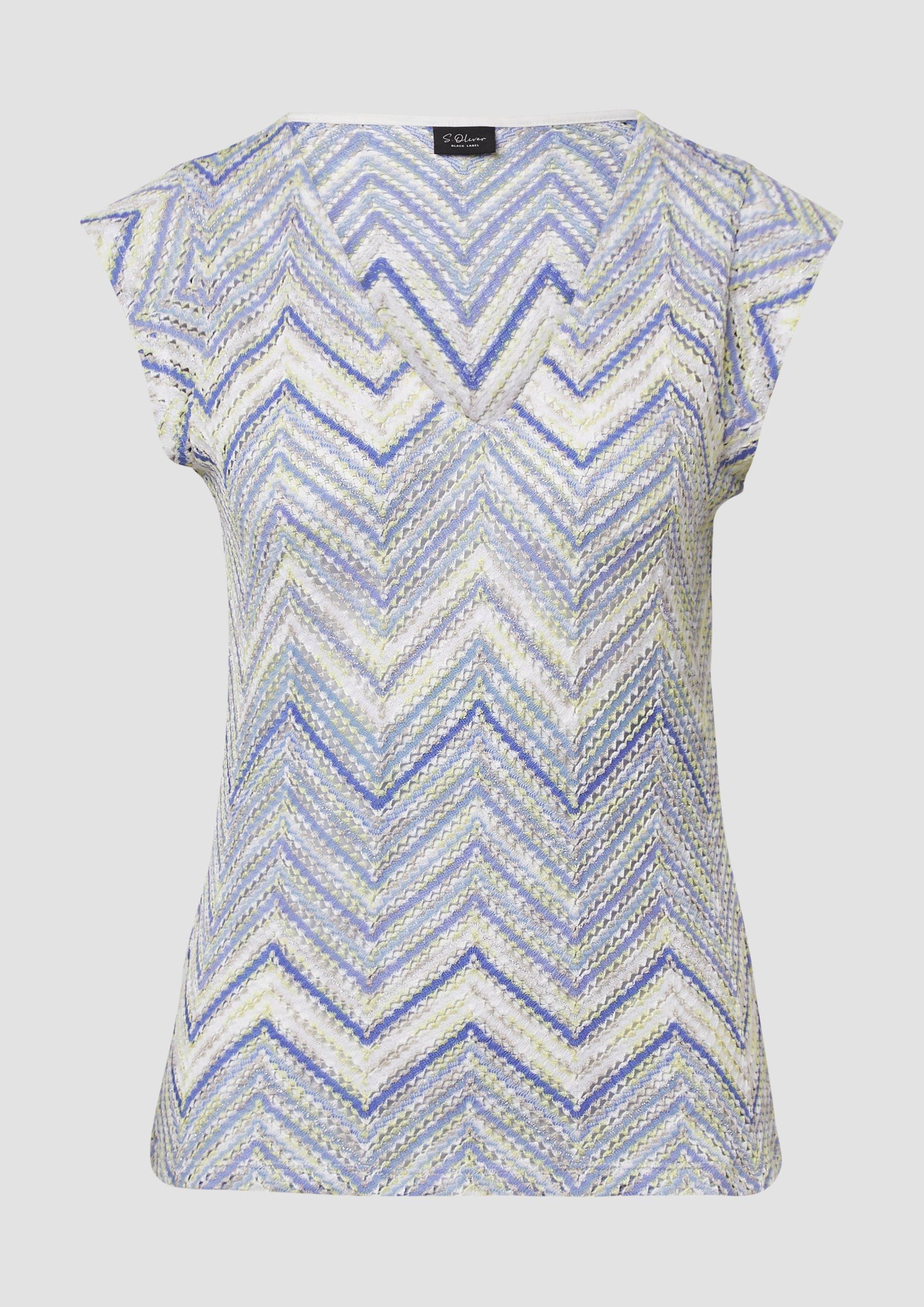 s.Oliver - Semitransparentes T-Shirt aus Strickjersey mit V-Ausschnitt, Damen, blau s.Oliver - Semitransparentes T-Shirt aus Strickjersey mit V-Ausschnitt, Damen, blau von s.Oliver