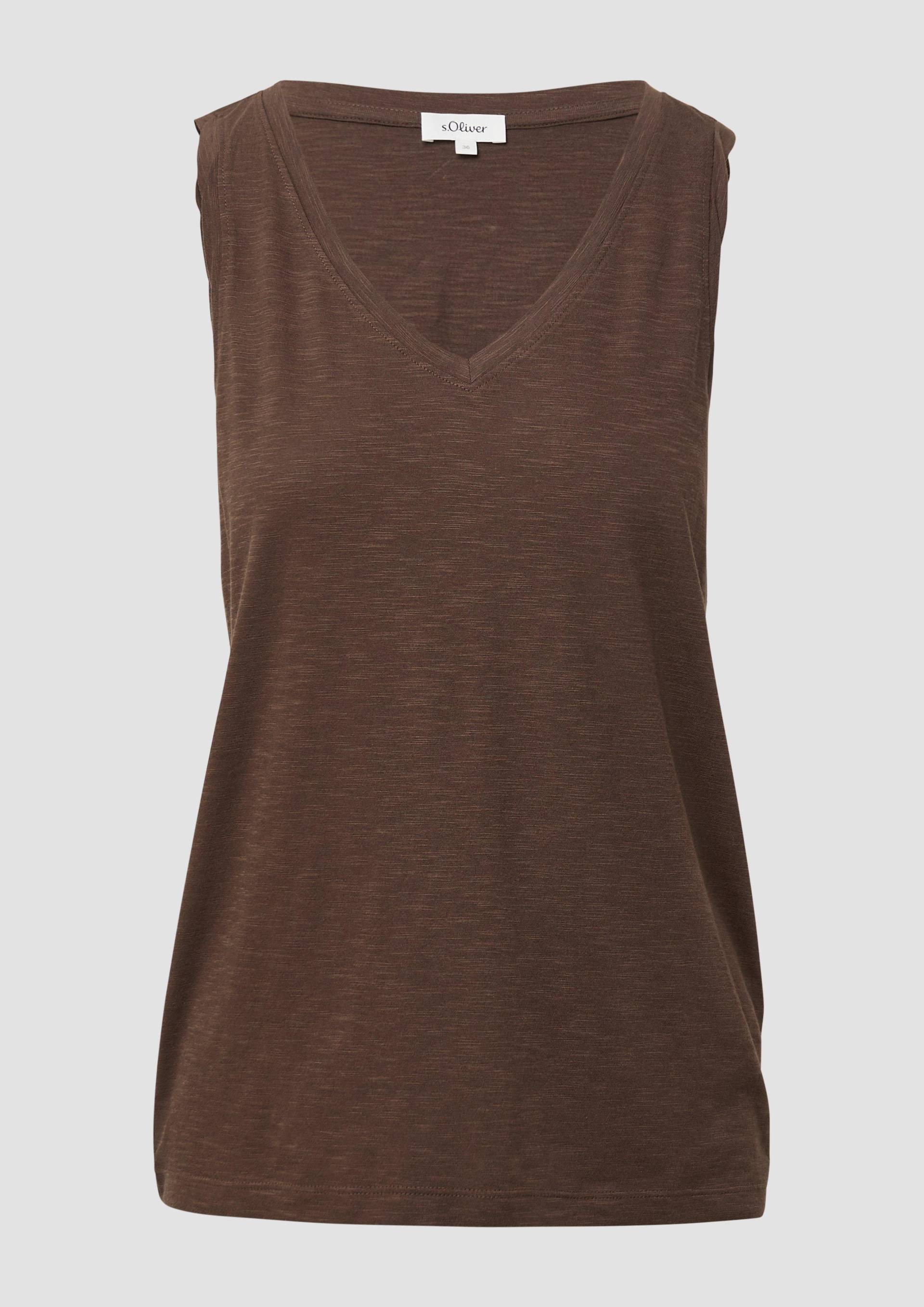 s.Oliver - Top mit Flammgarnstruktur und V-Ausschnitt, Damen, braun von s.Oliver