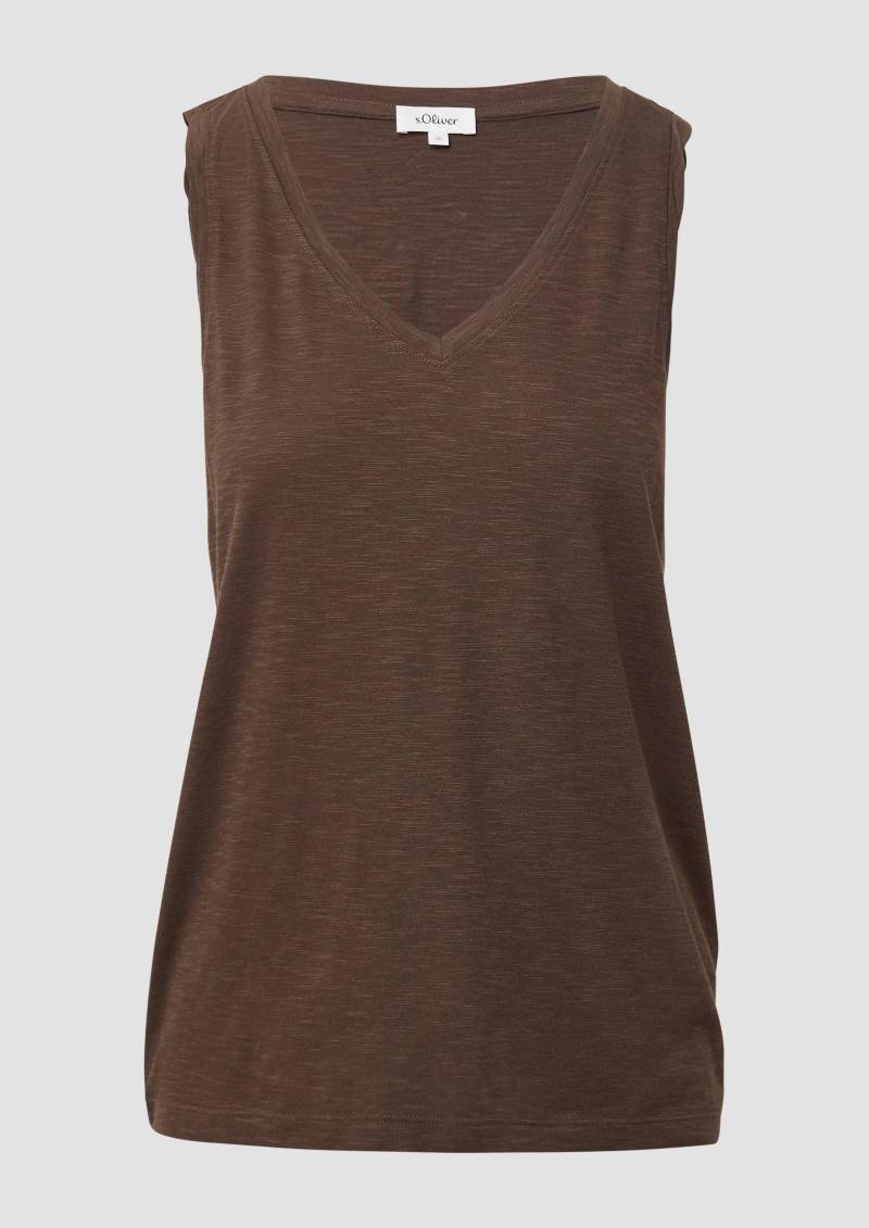 s.Oliver - Top mit Flammgarnstruktur und V-Ausschnitt, Damen, braun von s.Oliver