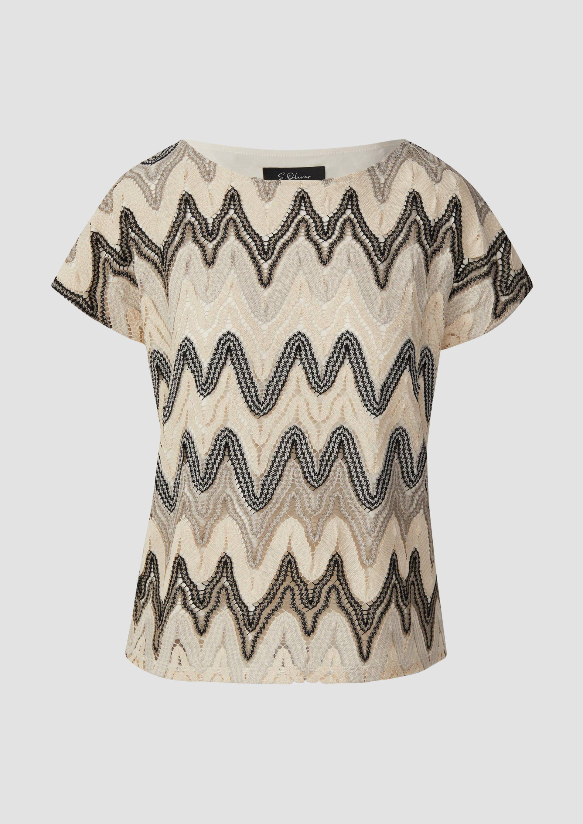 s.Oliver - T-Shirt aus Häkeljersey mit blickdichtem Futter, Damen, creme s.Oliver - T-Shirt aus Häkeljersey mit blickdichtem Futter, Damen, creme von s.Oliver