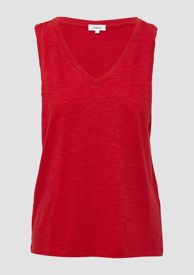 s.Oliver - Top mit Flammgarnstruktur und V-Ausschnitt, Damen, rot von s.Oliver