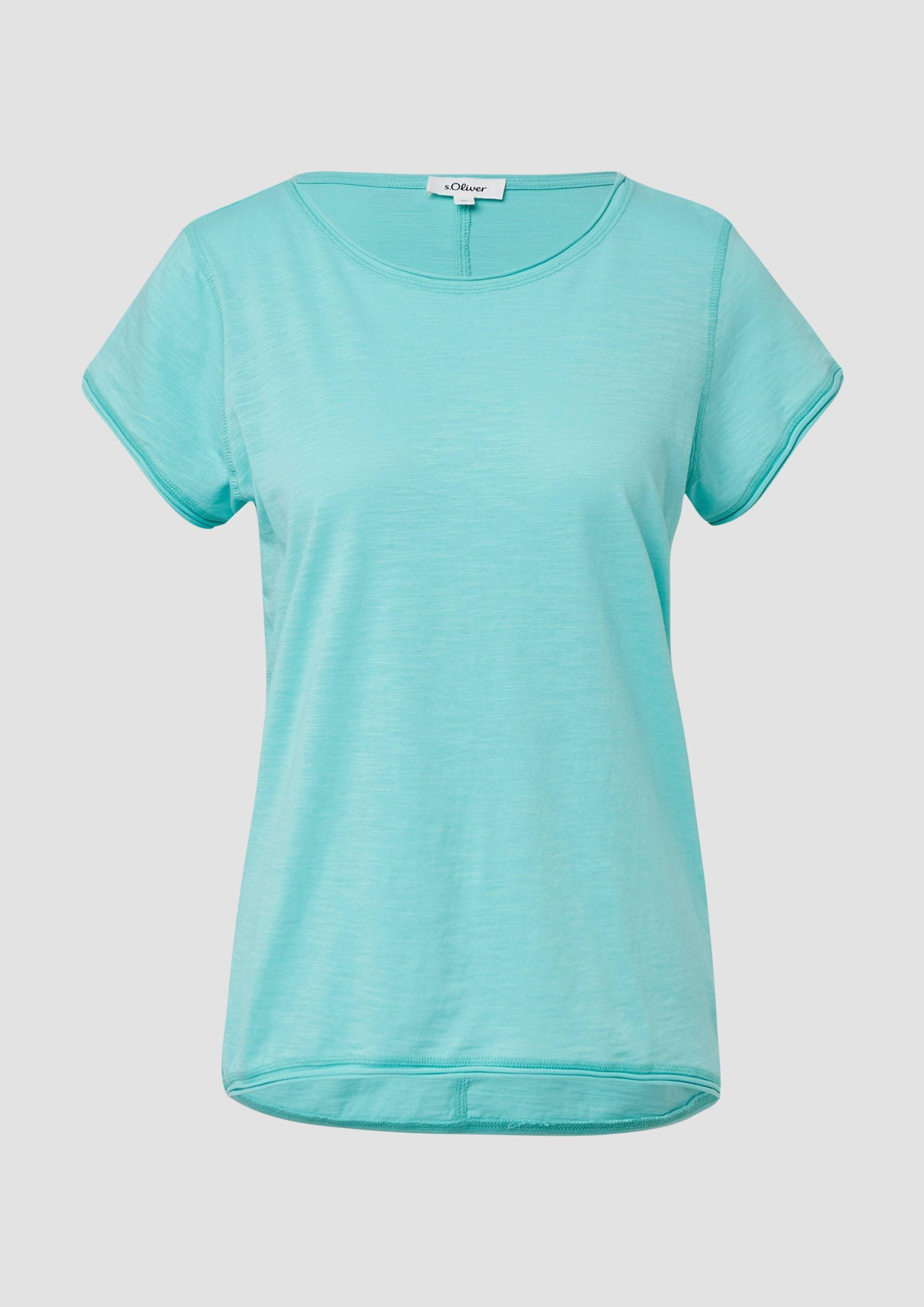 s.Oliver - T-Shirt mit Rollkanten und Flammgarnstruktur, Damen, türkis s.Oliver - T-Shirt mit Rollkanten und Flammgarnstruktur, Damen, türkis von s.Oliver