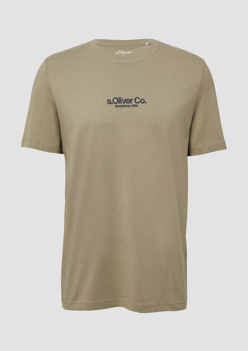 s.Oliver - T-Shirt aus Baumwolle mit Logo-Print, Herren, Grün von s.Oliver