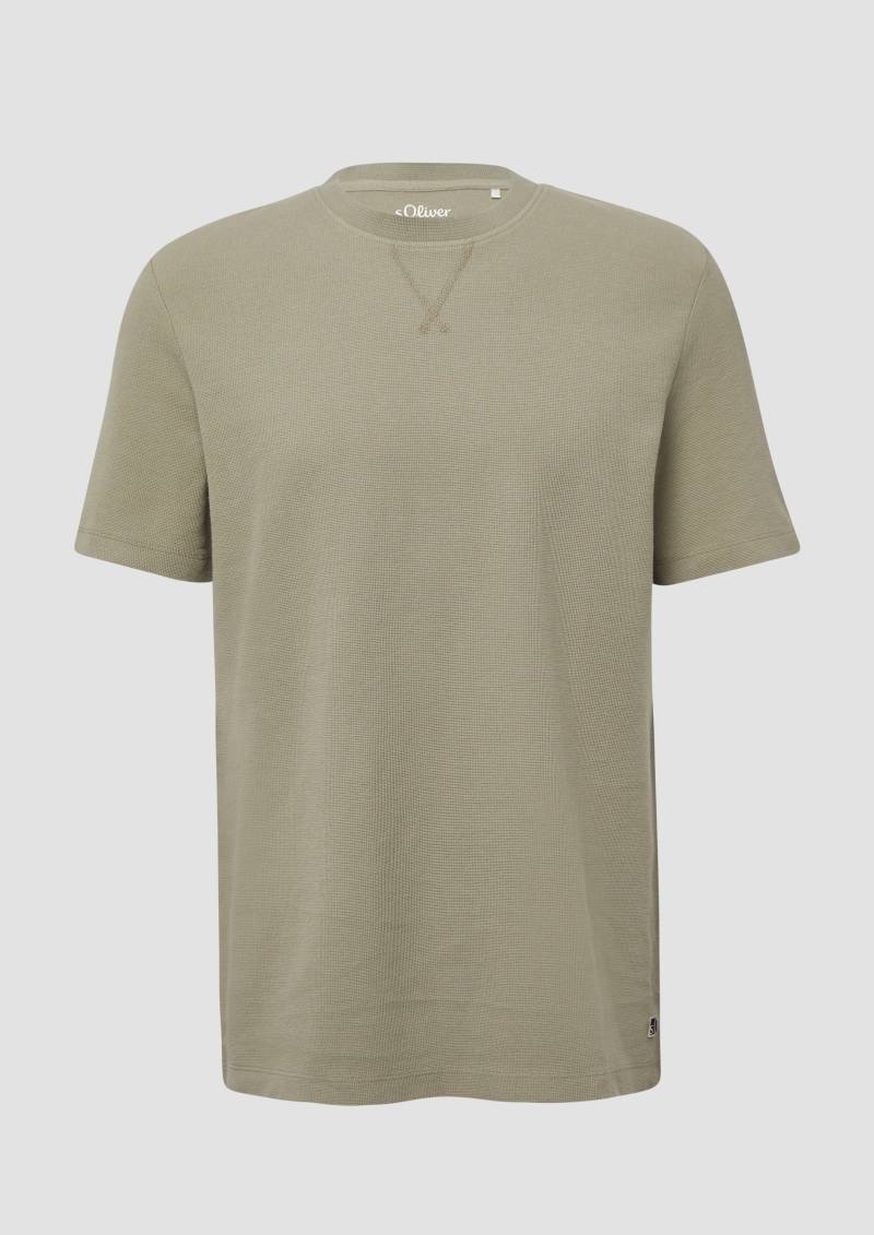 s.Oliver - Strukturiertes T-Shirt mit Crew Neck, Herren, Grün von s.Oliver