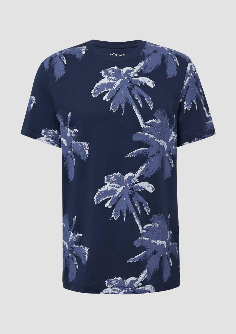 s.Oliver - T-Shirt aus Baumwolle mit All-over-Print, Herren, blau von s.Oliver