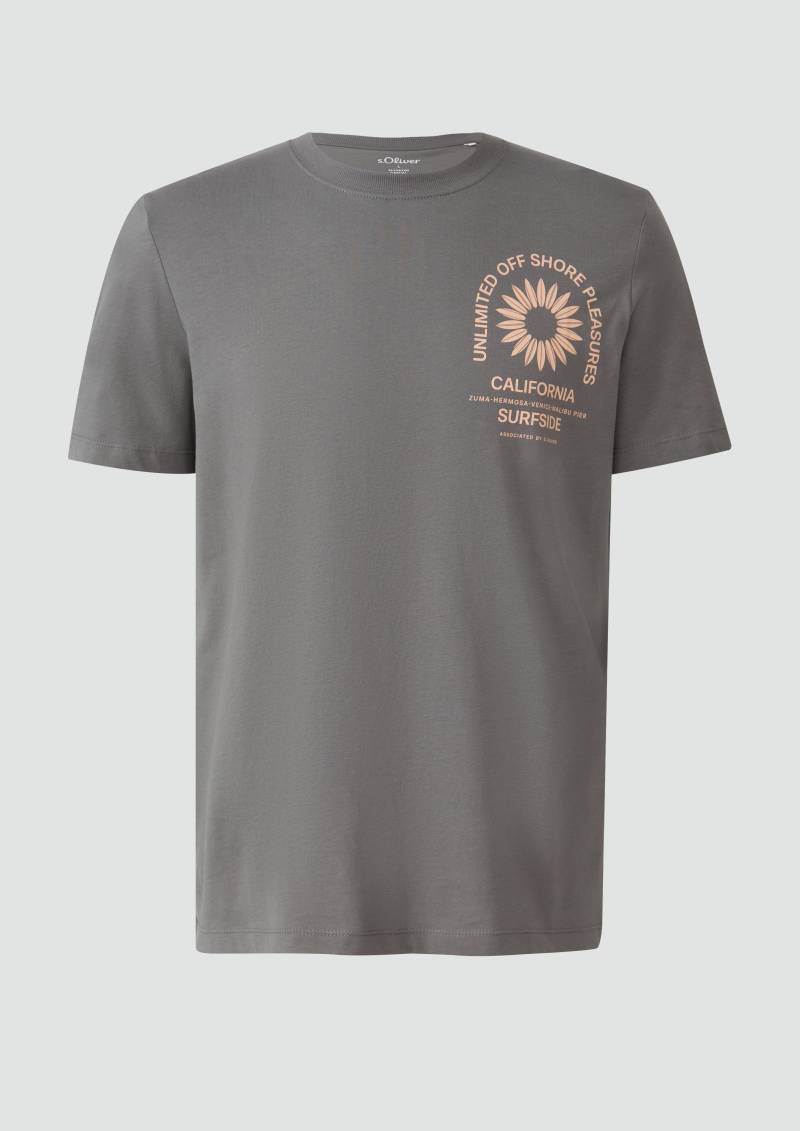 s.Oliver - T-Shirt mit Crew Neck und Frontprint, Herren, grau von s.Oliver