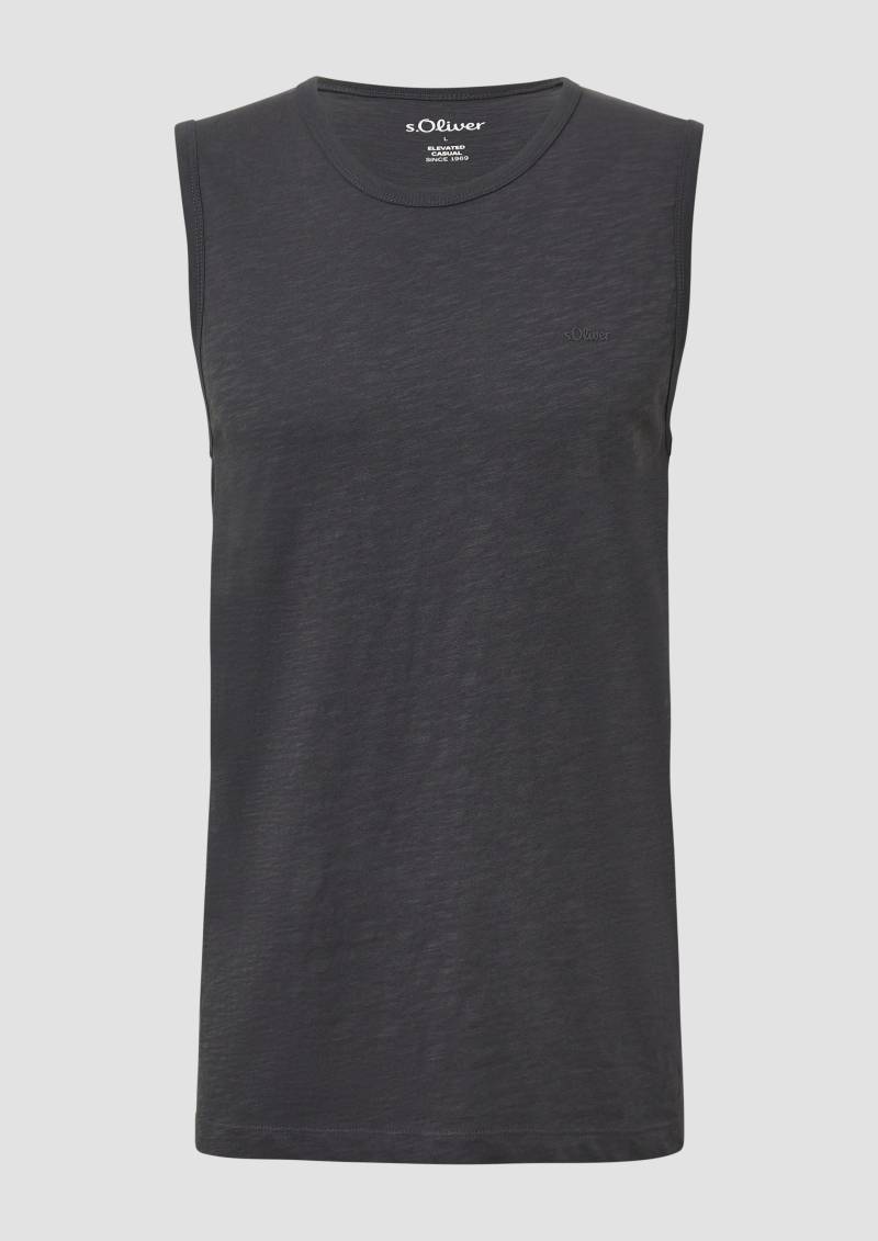 s.Oliver - Baumwoll-Tanktop mit Flammgarnstruktur, Herren, grau von s.Oliver