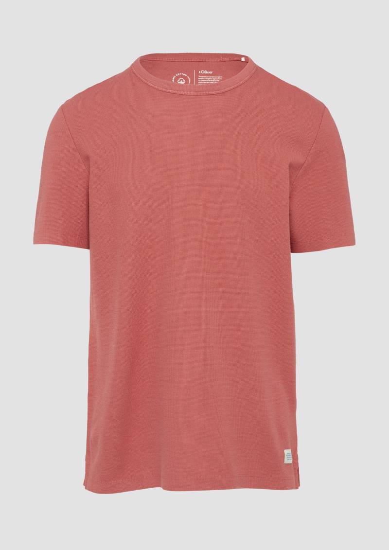s.Oliver - T-Shirt aus Baumwolle mit Waffelstruktur, Herren, rot von s.Oliver