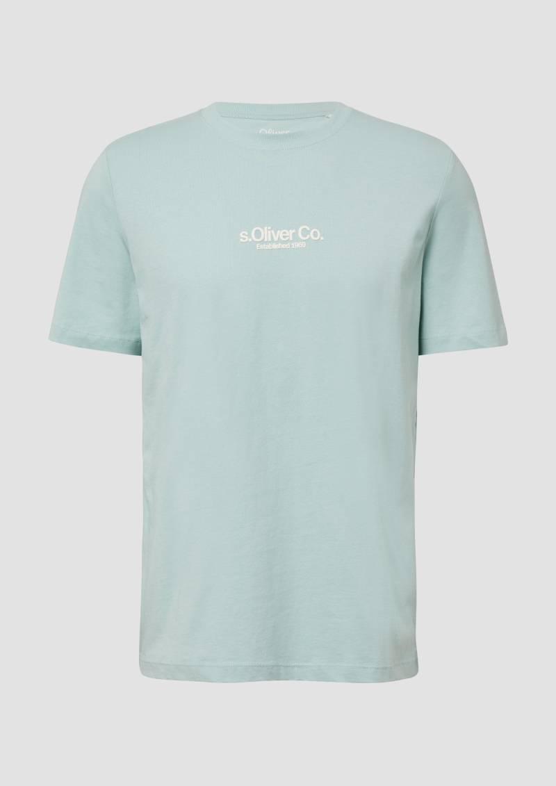s.Oliver - T-Shirt aus Baumwolle mit Logo-Print, Herren, türkis von s.Oliver