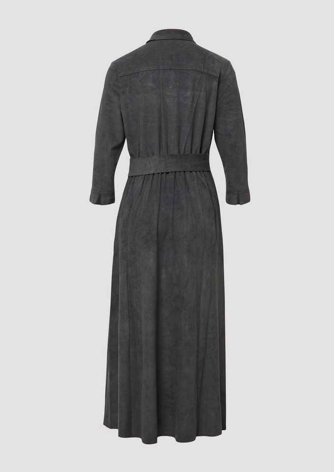 s.Oliver T-Shirt Kleid Hemdblusenkleid in Veloursleder-Optik mit Raffung von s.Oliver