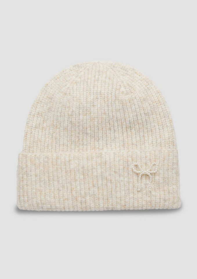 s.Oliver Strickmütze Mütze Beanie aus Wollmix mit Stein-Besatz von s.Oliver