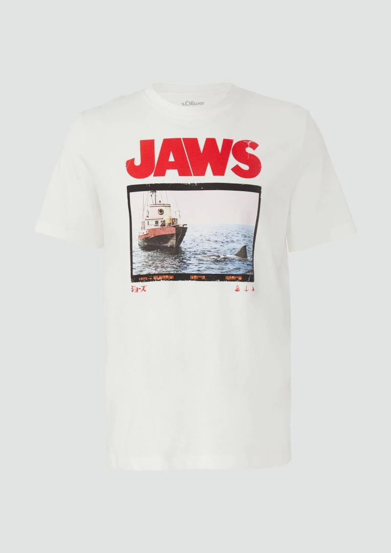 s.Oliver - T-Shirt aus Baumwolle mit Jaws© UCS LLC-Print, Herren, weiß von s.Oliver