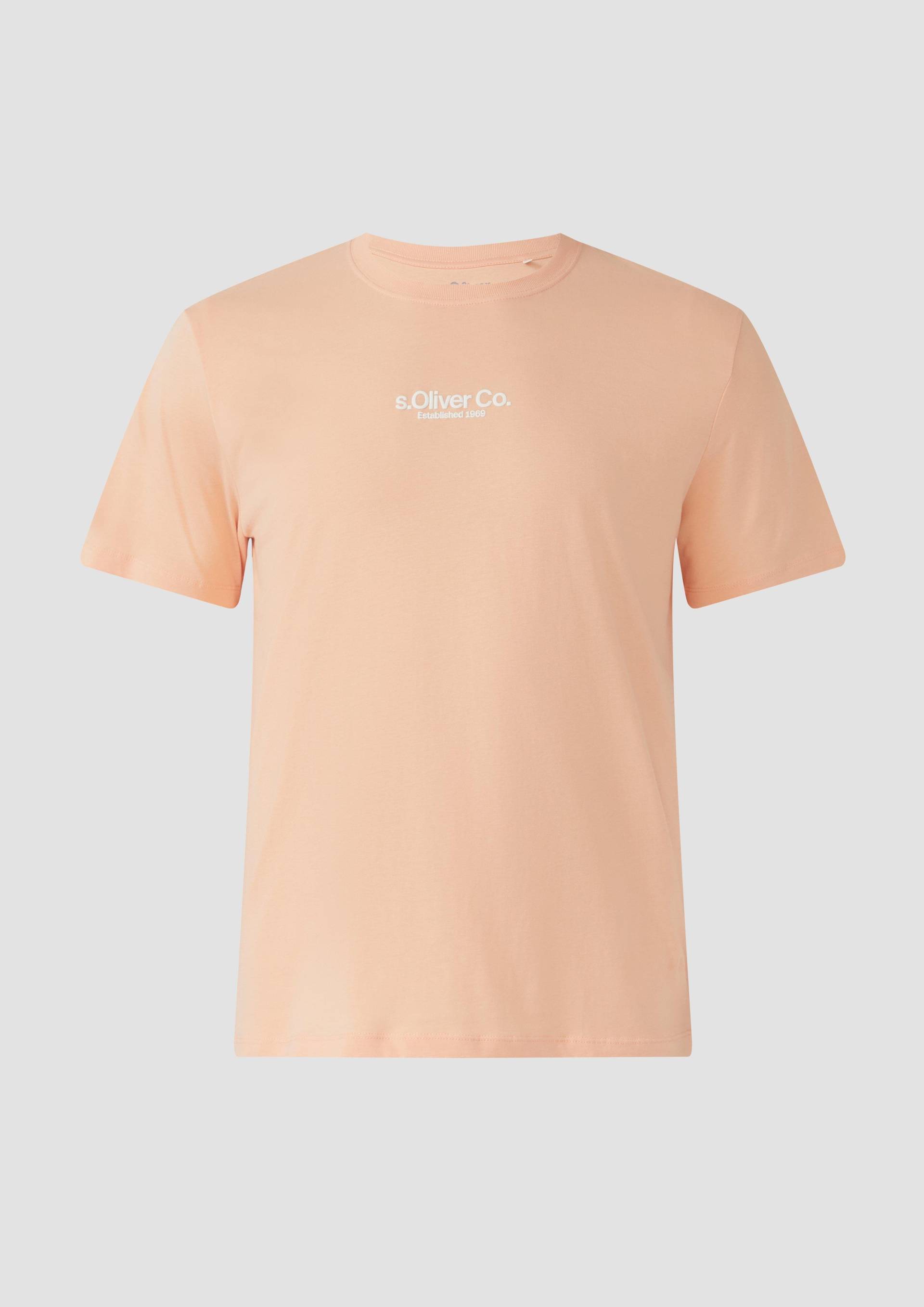 s.Oliver - T-Shirt aus Baumwolle mit Logo-Print, Herren, Orange von s.Oliver