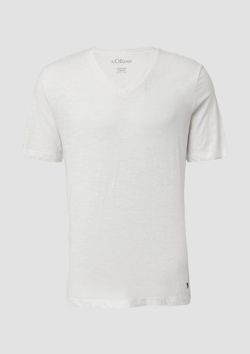 s.Oliver - T-Shirt aus Baumwolle mit V-Ausschnitt, Herren, weiß s.Oliver - T-Shirt aus Baumwolle mit V-Ausschnitt, Herren, weiß von s.Oliver