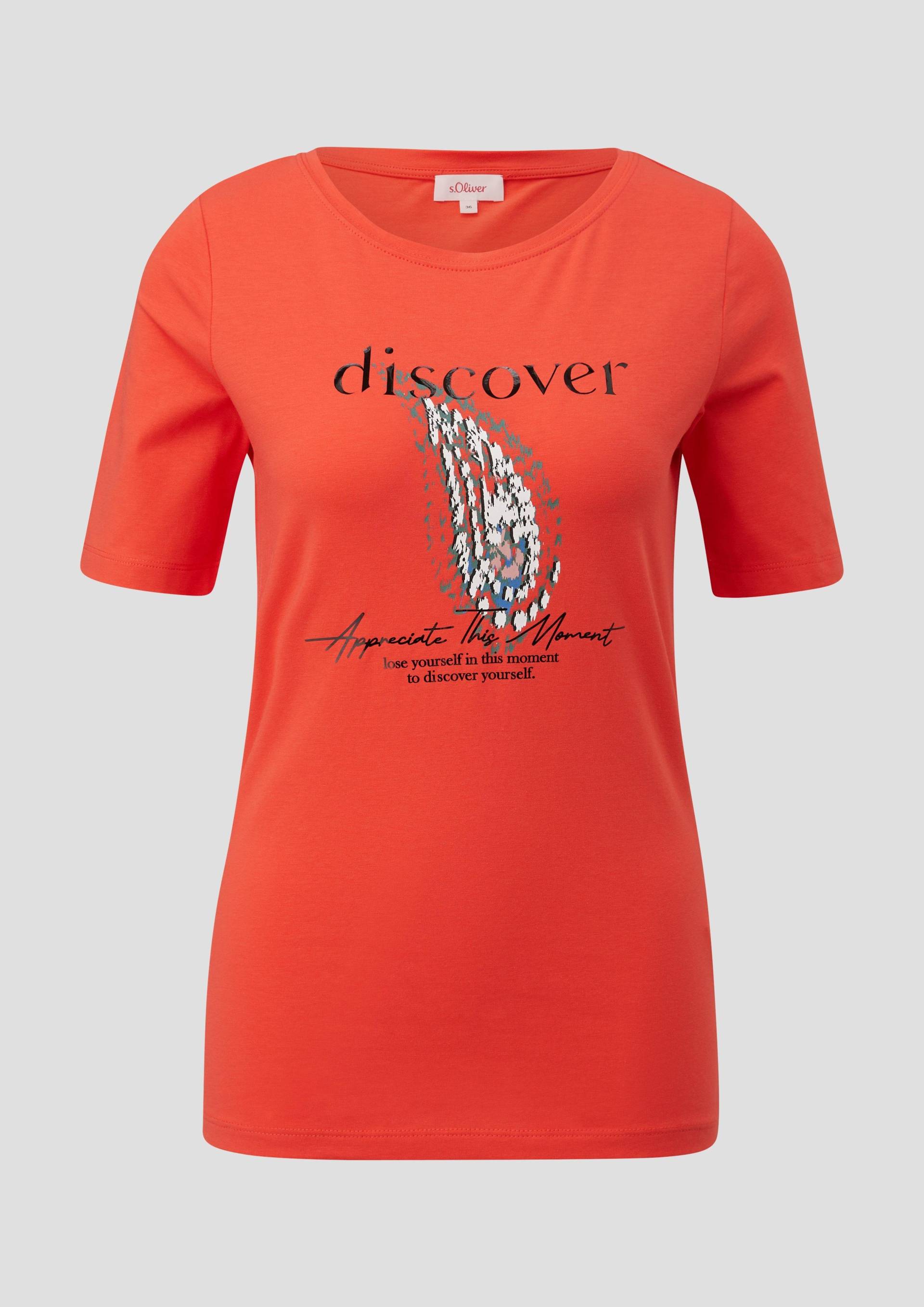 s.Oliver - T-Shirt aus Baumwollstretch, Damen, Orange von s.Oliver