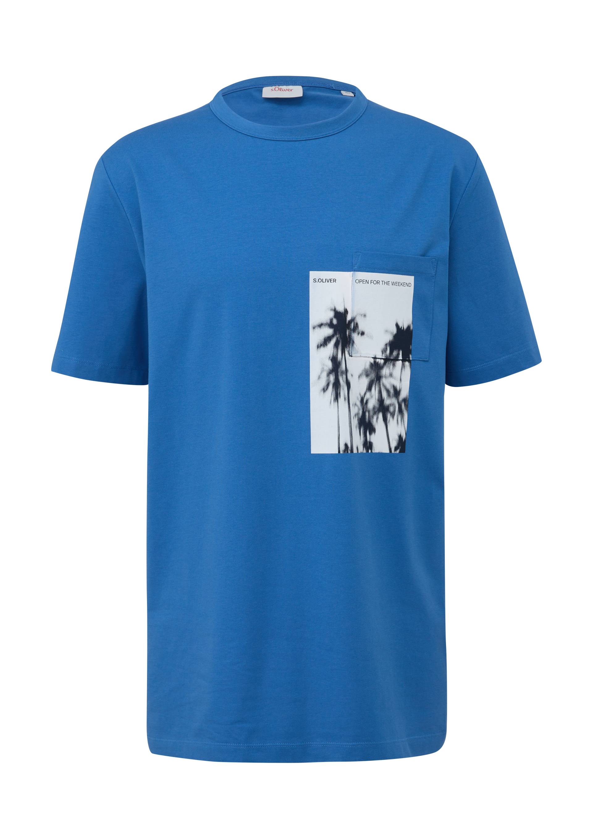 s.Oliver - T-Shirt aus Baumwollstretch, Herren, blau von s.Oliver