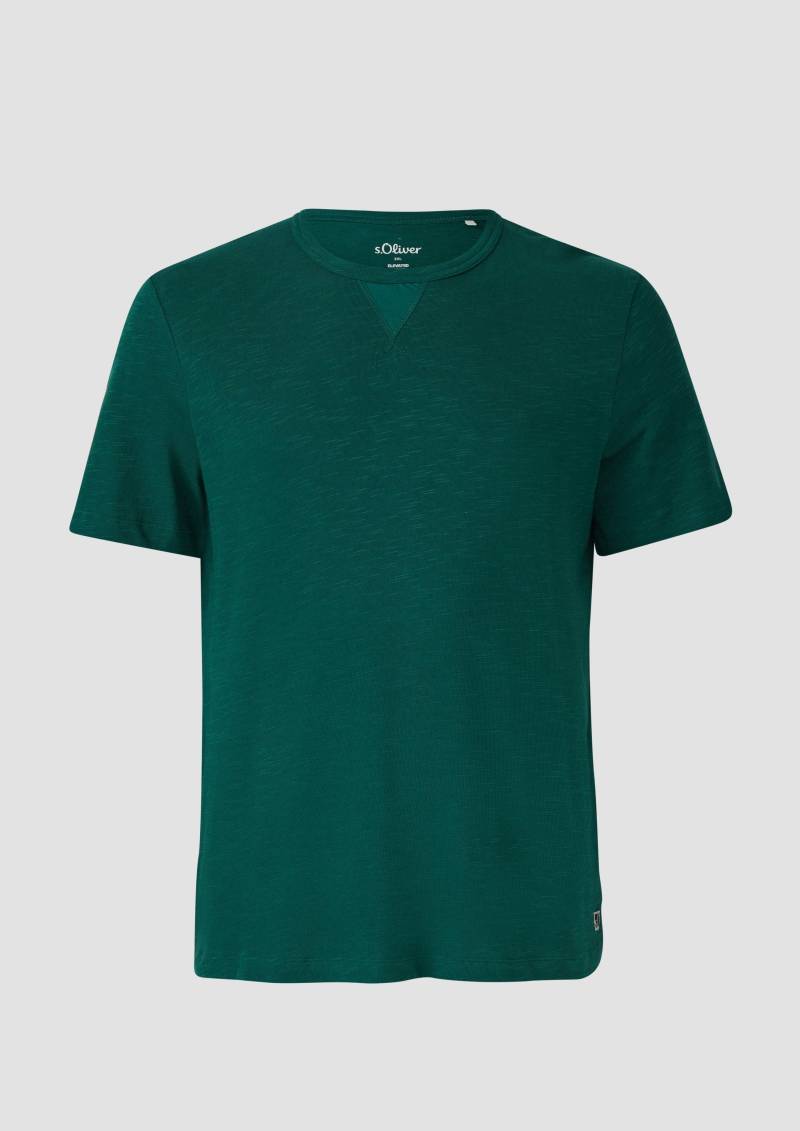 s.Oliver - T-Shirt aus Heavy Jersey mit Flammgarnstruktur, Herren, grün von s.Oliver