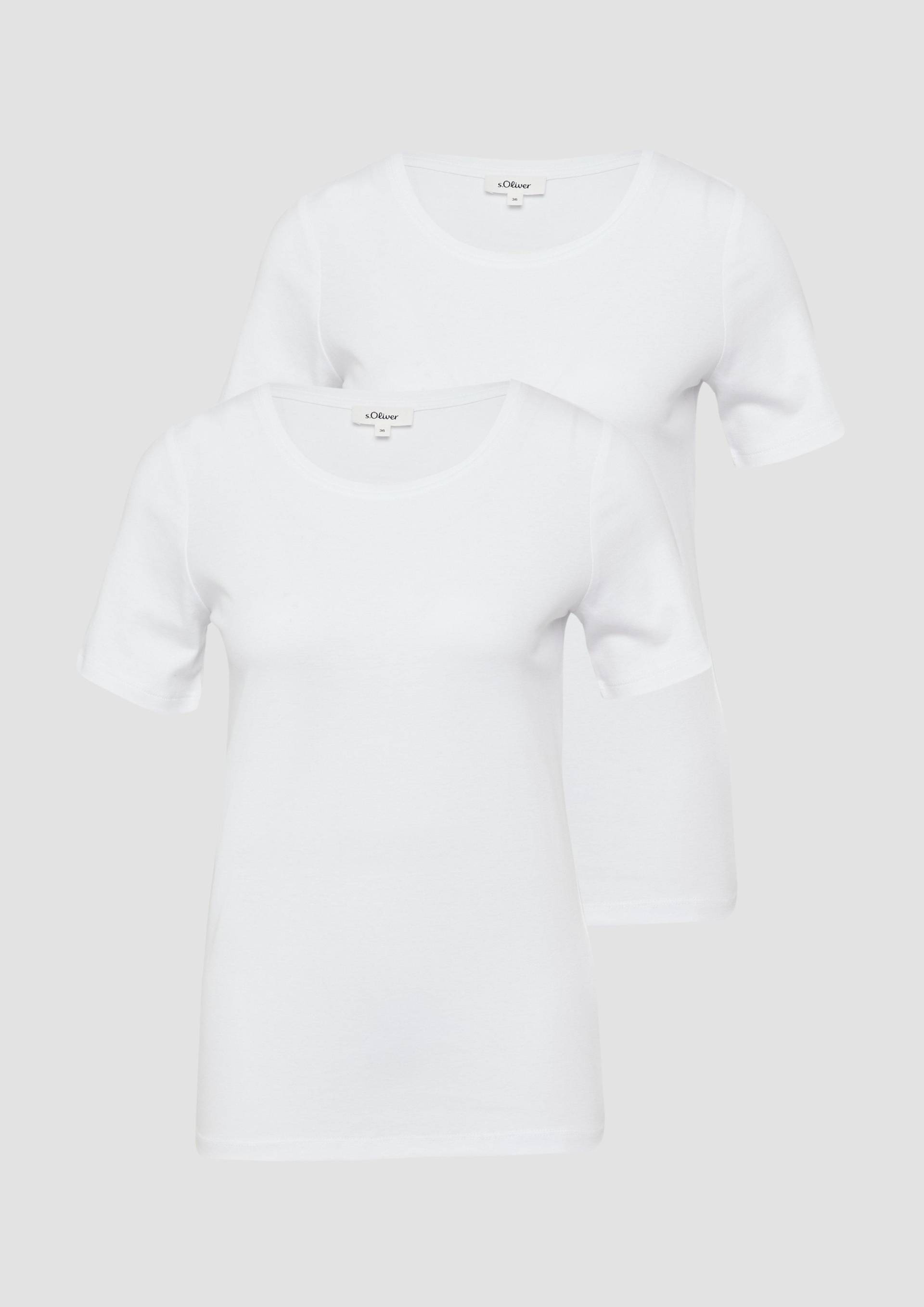 s.Oliver - T-Shirt aus Interlockjersey im 2er-Pack, Damen, weiß von s.Oliver