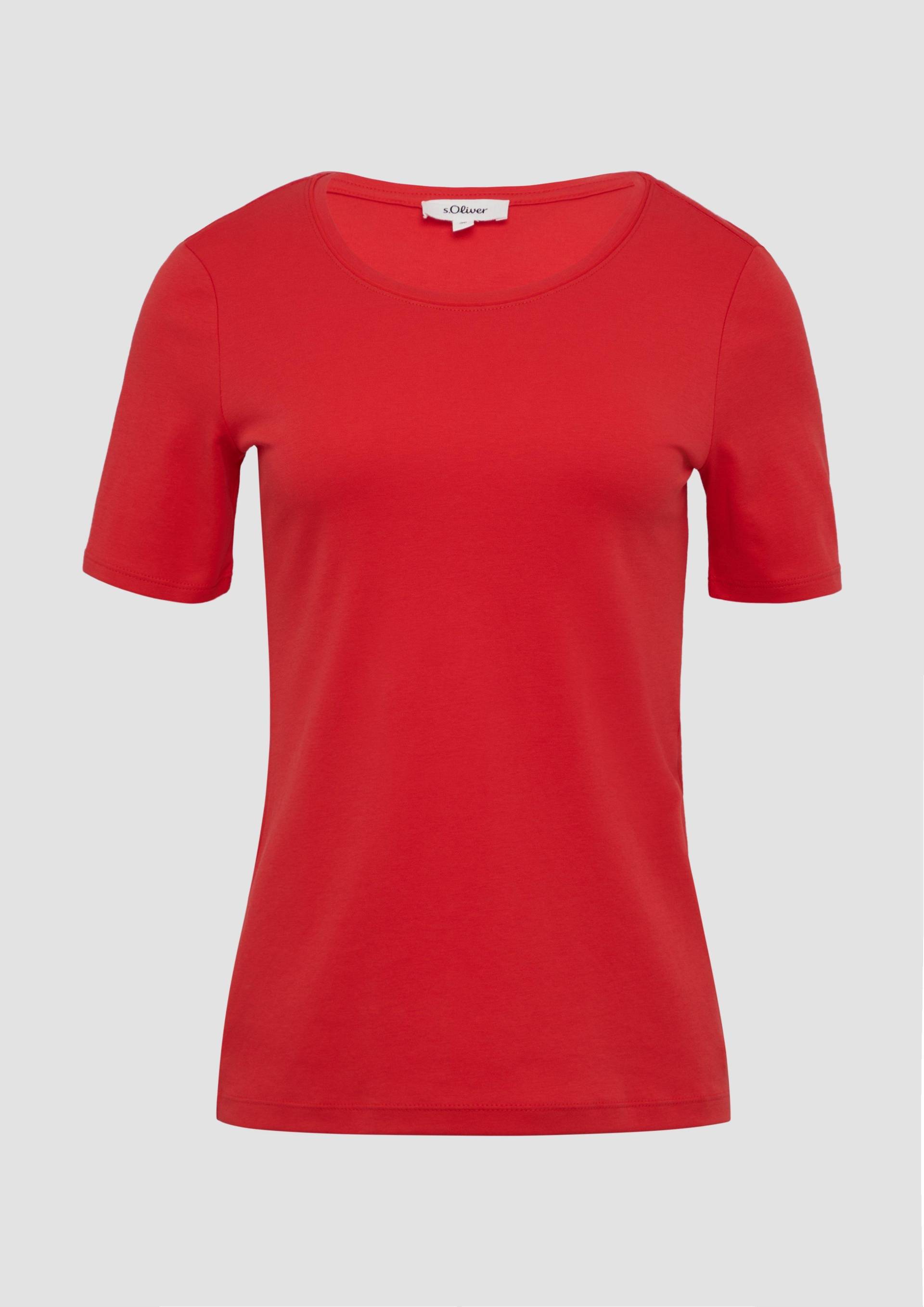 s.Oliver - T-Shirt aus Interlockjersey im Slim Fit, Damen, rot von s.Oliver