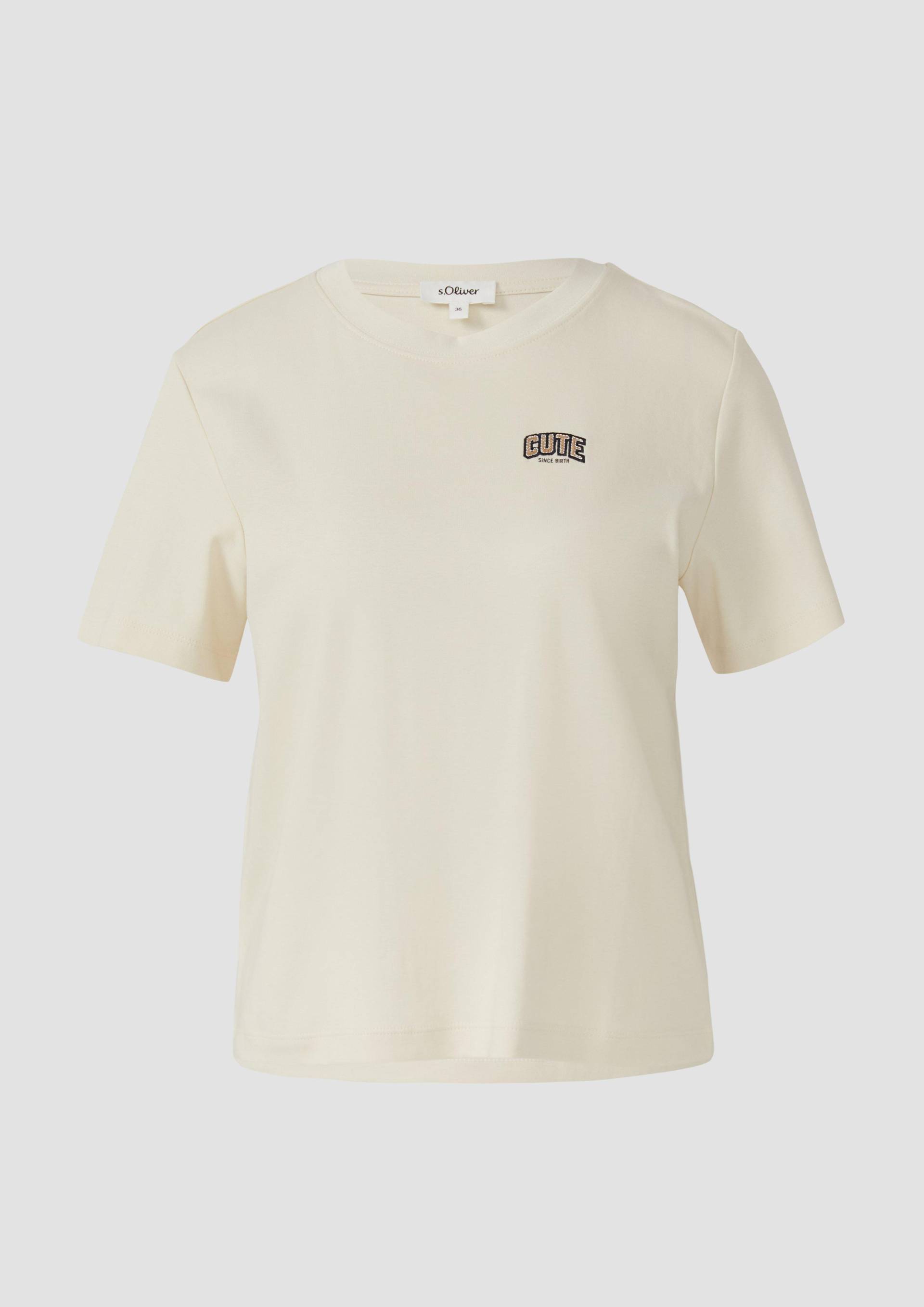 s.Oliver - T-Shirt aus Interlockjersey mit kleinem Patch, Damen, creme s.Oliver - T-Shirt aus Interlockjersey mit kleinem Patch, Damen, creme von s.Oliver