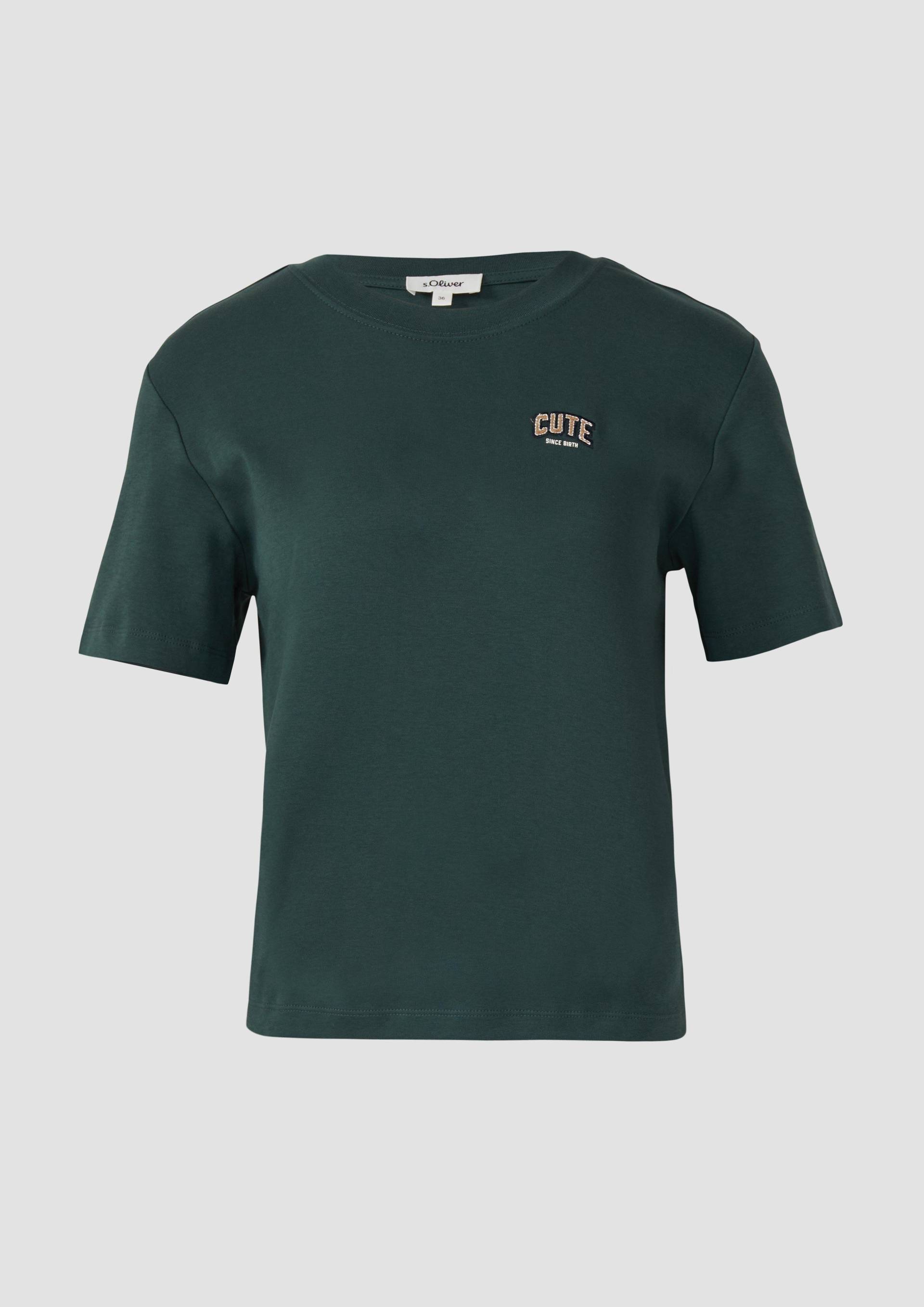 s.Oliver - T-Shirt aus Interlockjersey mit kleinem Patch, Damen, grün von s.Oliver