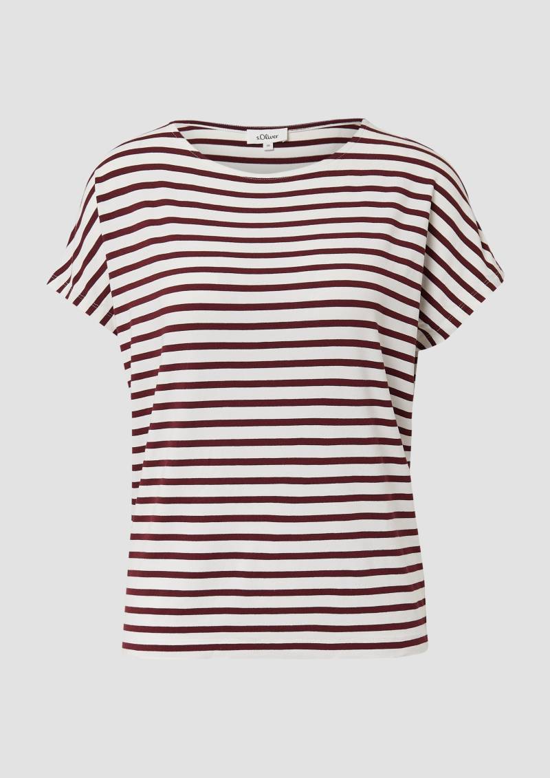 s.Oliver - T-Shirt aus Viskosestretch im Relaxed Fit, Damen, rot|weiß von s.Oliver