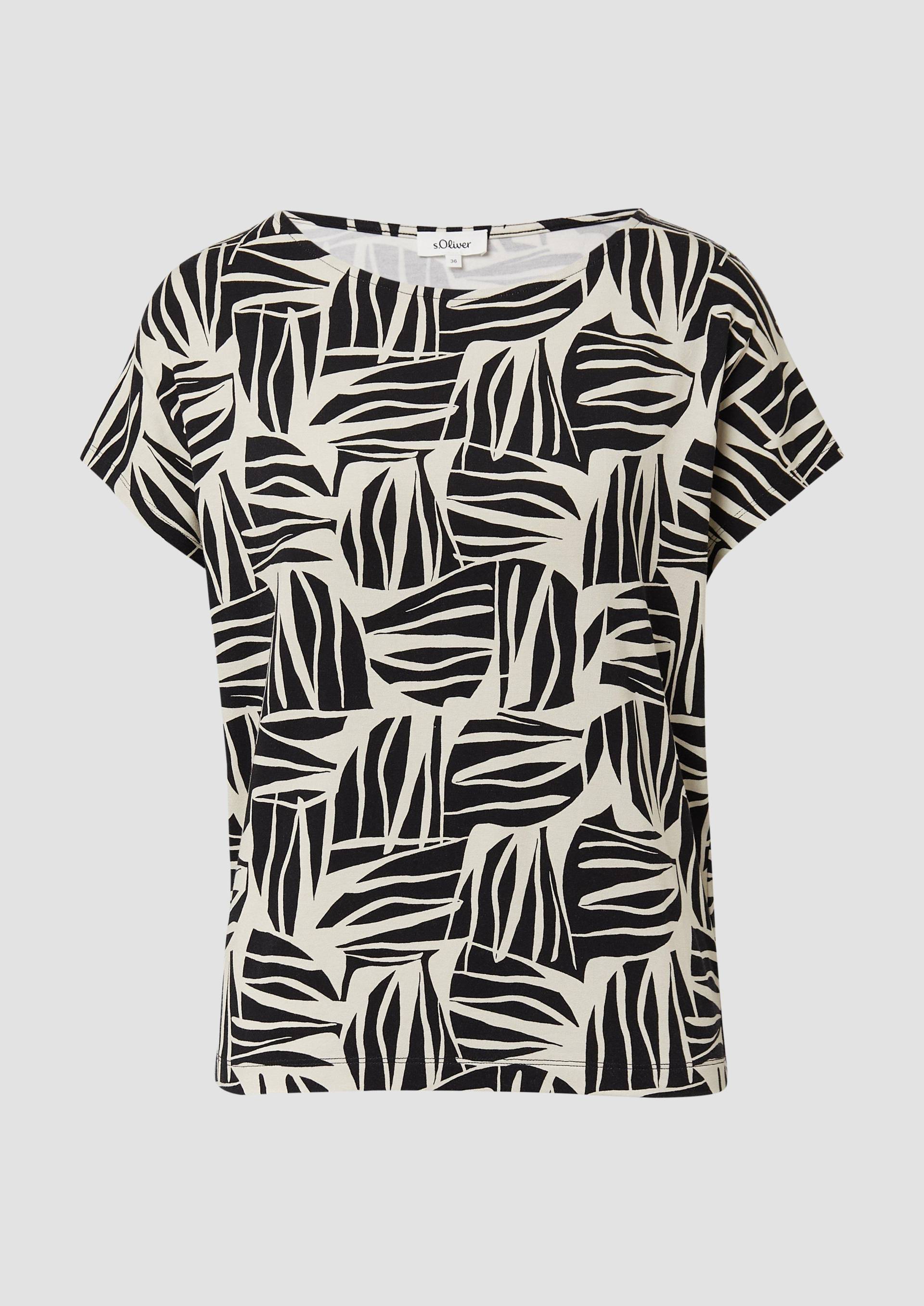 s.Oliver - T-Shirt aus Viskosestretch im Relaxed Fit, Damen, schwarz|creme von s.Oliver