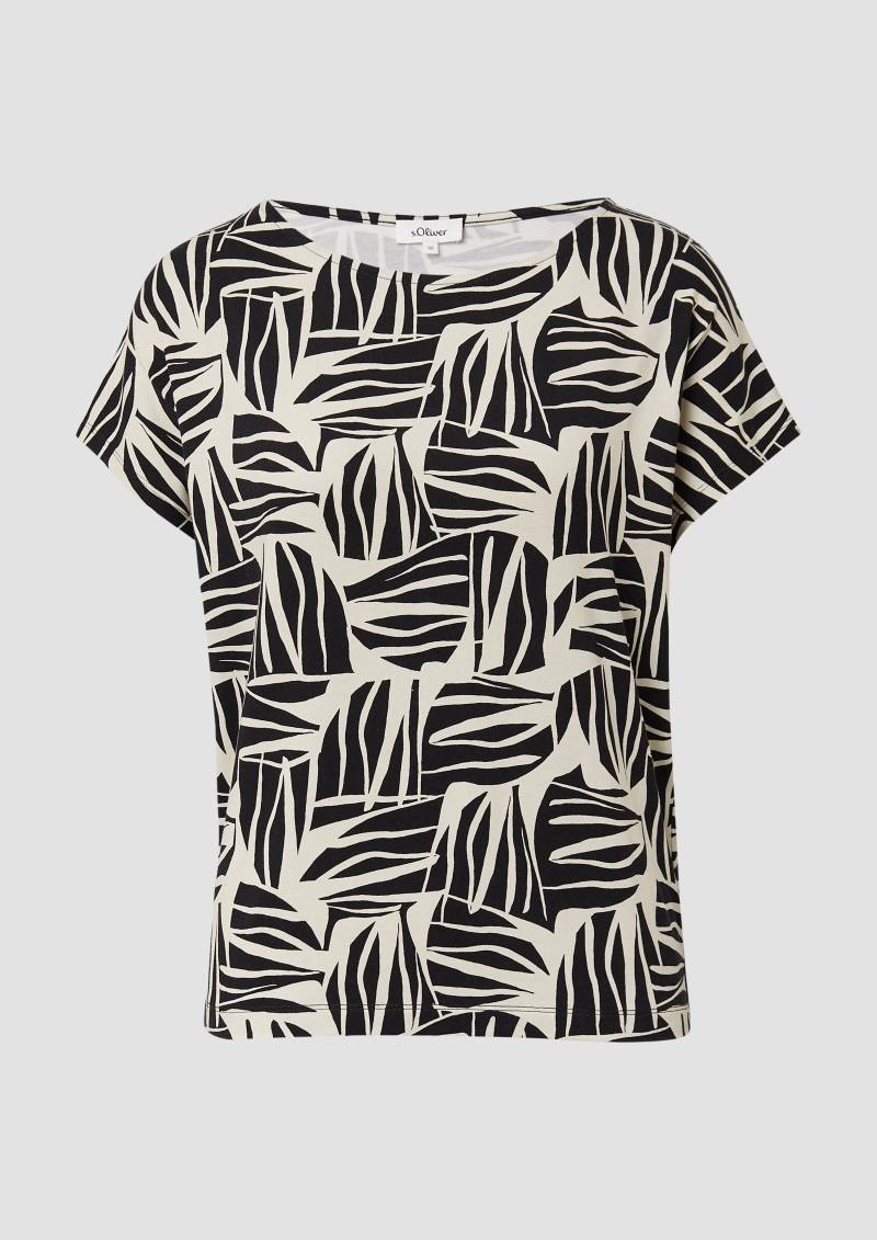 s.Oliver - T-Shirt aus Viskosestretch im Relaxed Fit, Damen, schwarz|creme von s.Oliver