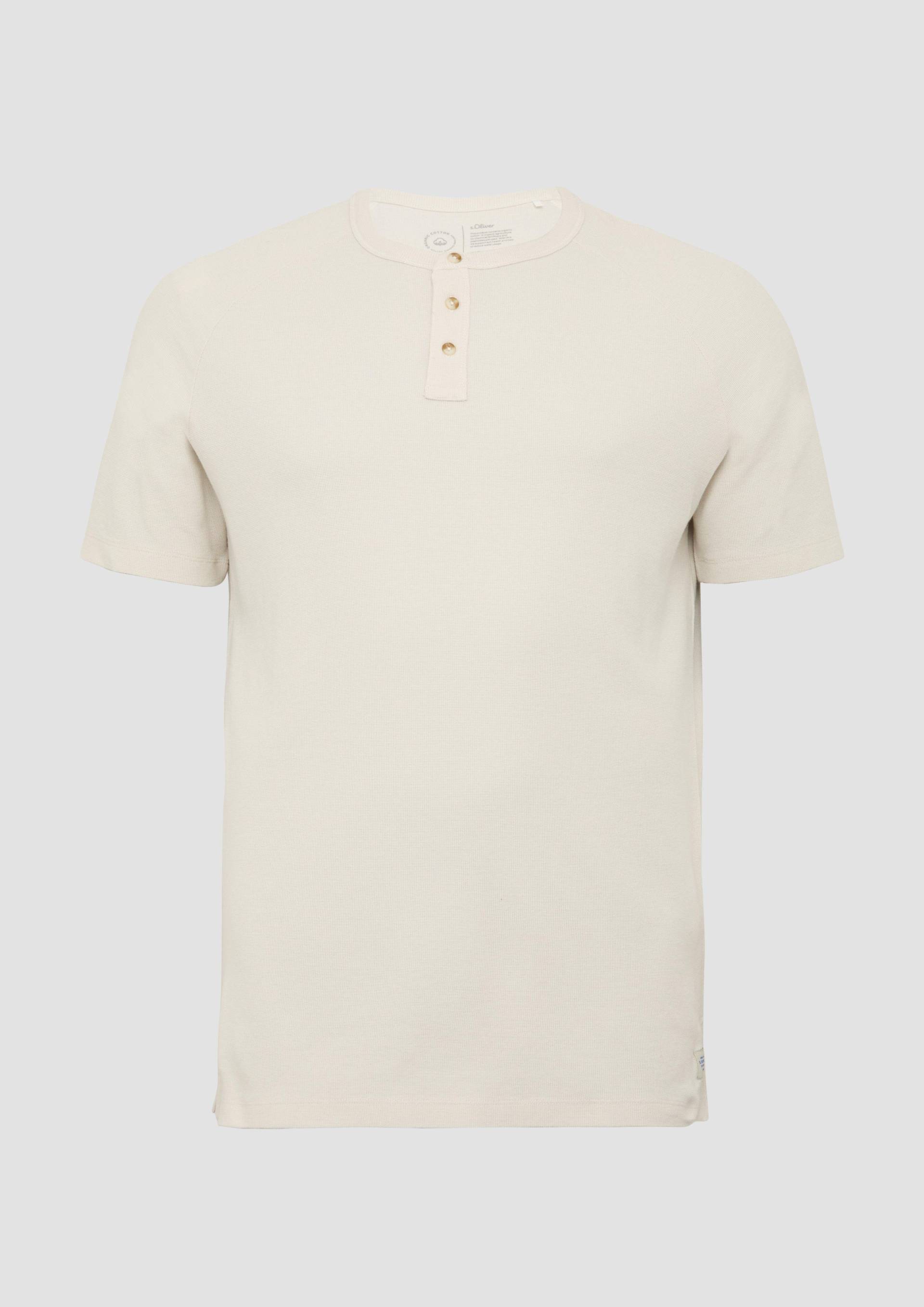 s.Oliver - T-Shirt aus Waffel-Jersey mit Henleyausschnitt, Herren, creme von s.Oliver