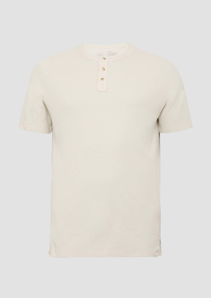 s.Oliver - T-Shirt aus Waffel-Jersey mit Henleyausschnitt, Herren, creme von s.Oliver