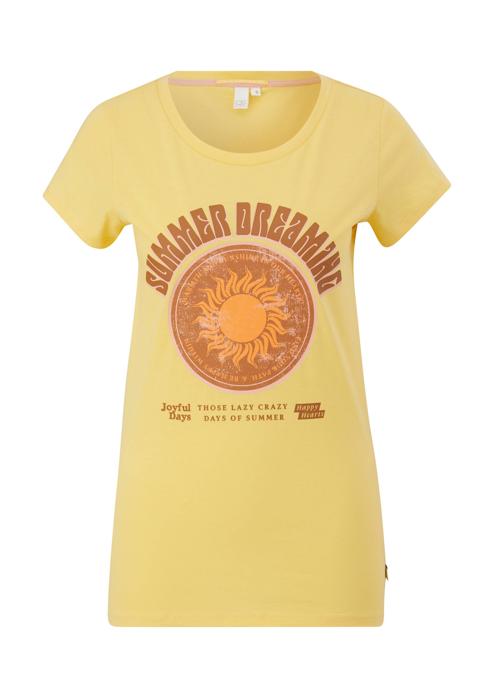 QS - T-Shirt aus reiner Baumwolle, Damen, gelb von QS