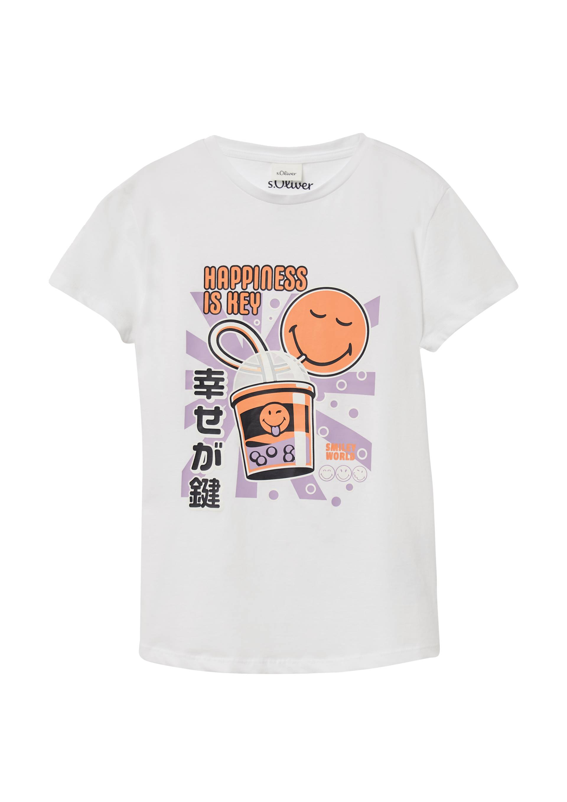 s.Oliver - T-Shirt im Loose Fit mit Smiley®-Print, Mädchen, weiß von s.Oliver
