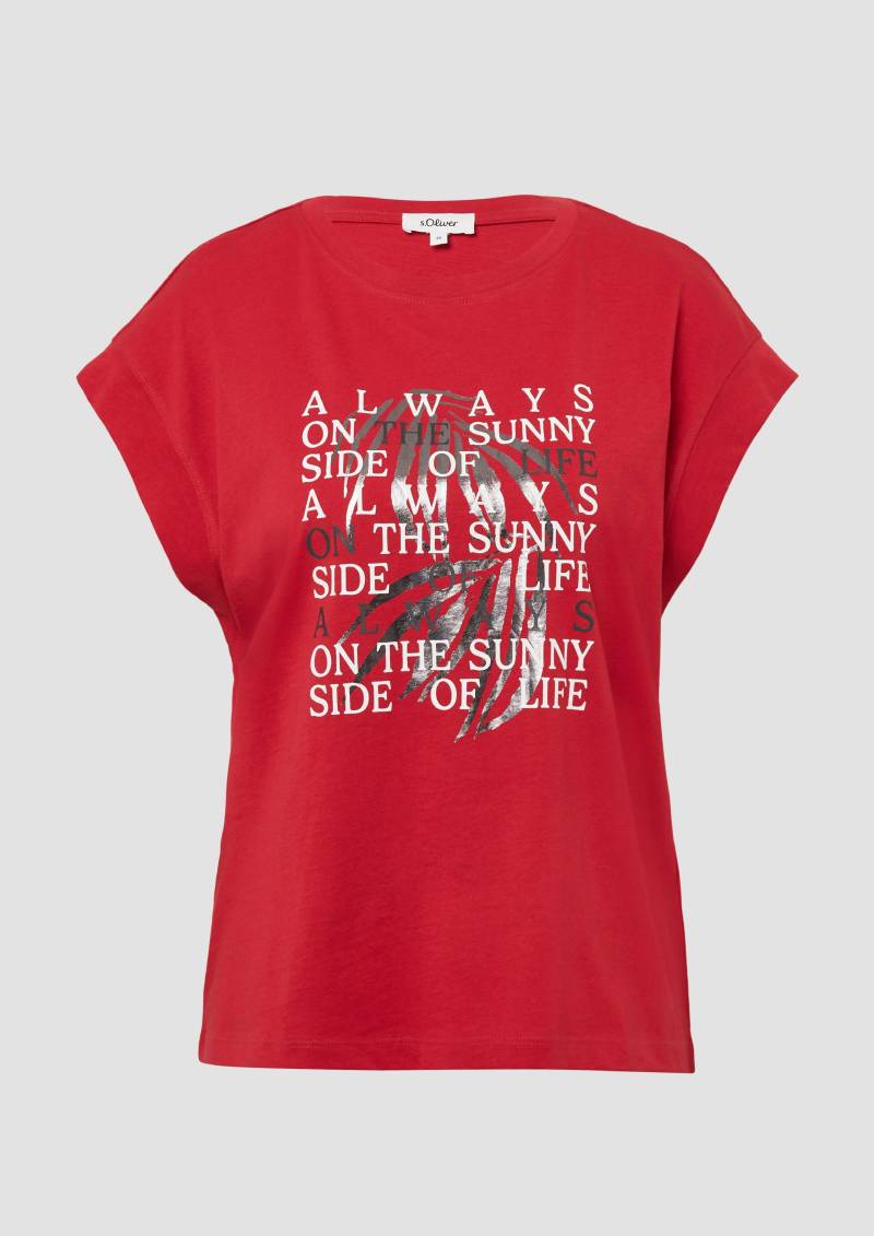 s.Oliver - T-Shirt im Relaxed Fit mit Folienprint, Damen, rot von s.Oliver