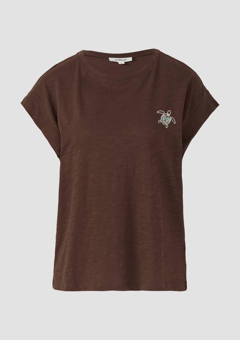 s.Oliver - T-Shirt im Relaxed Fit mit kleinem Artwork, Damen, braun von s.Oliver