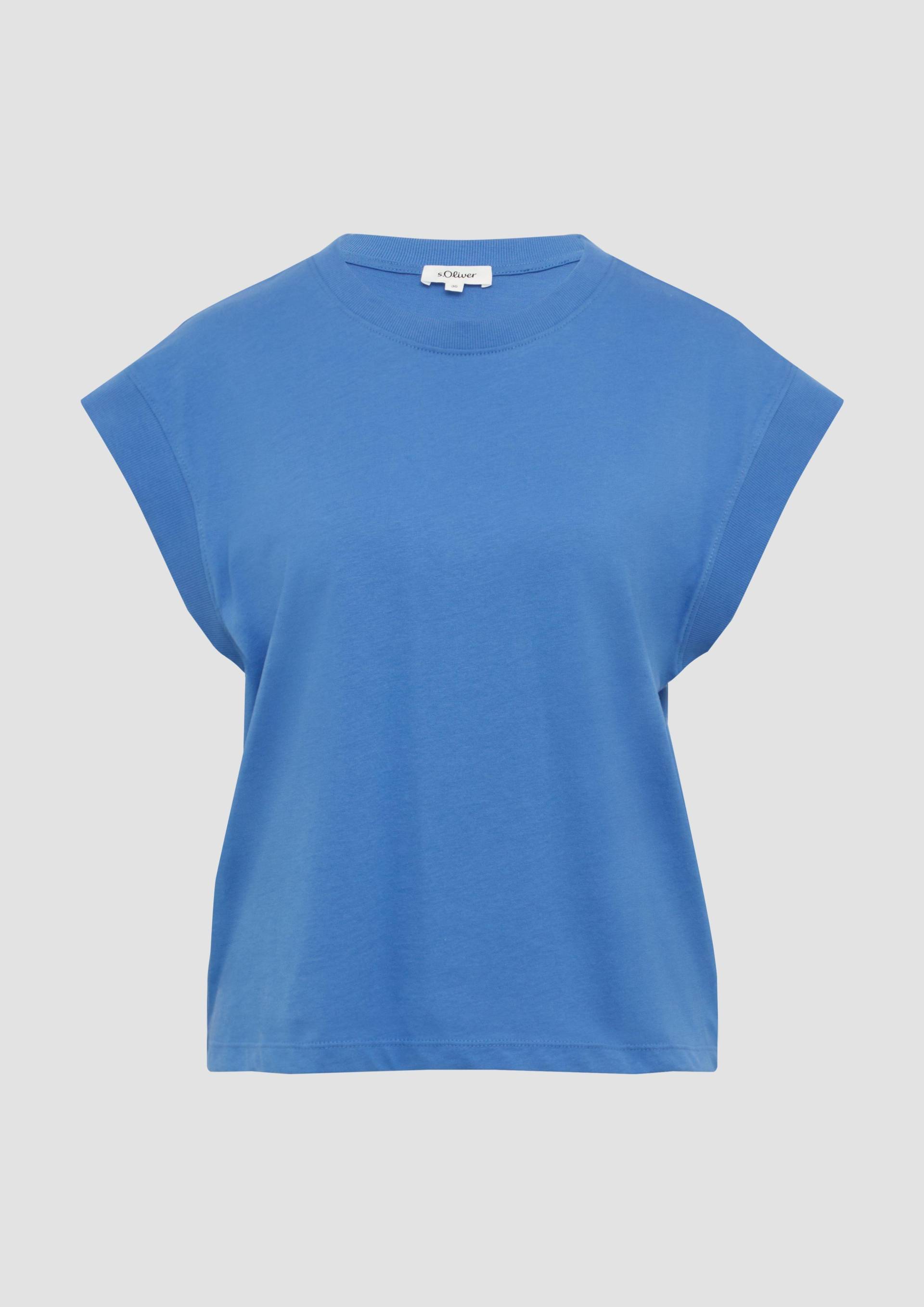 s.Oliver - T-Shirt im Relaxed Fit mit überschnittenen Schultern, Damen, blau von s.Oliver