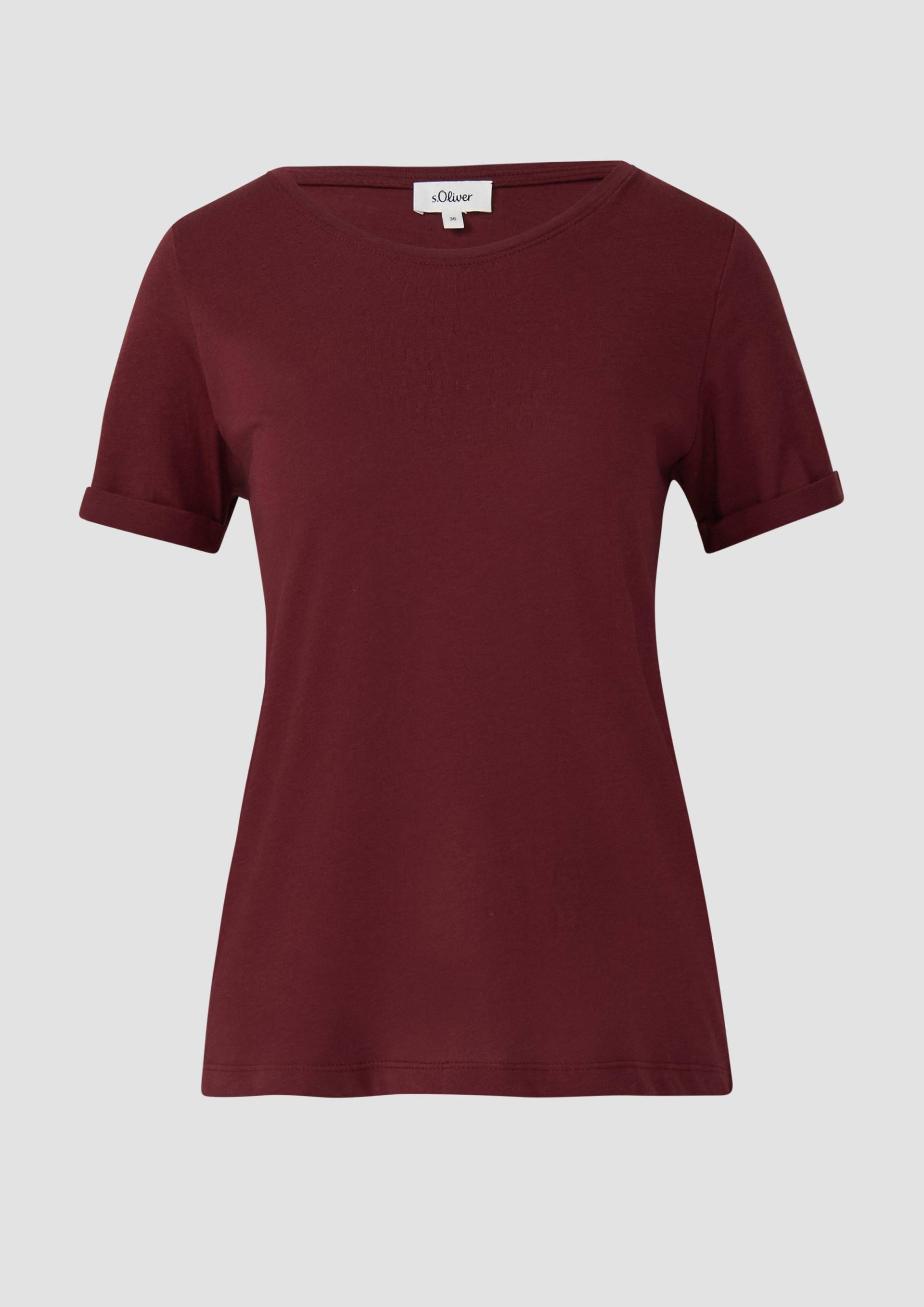 s.Oliver - T-Shirt mit Ärmelumschlag, Damen, rot von s.Oliver
