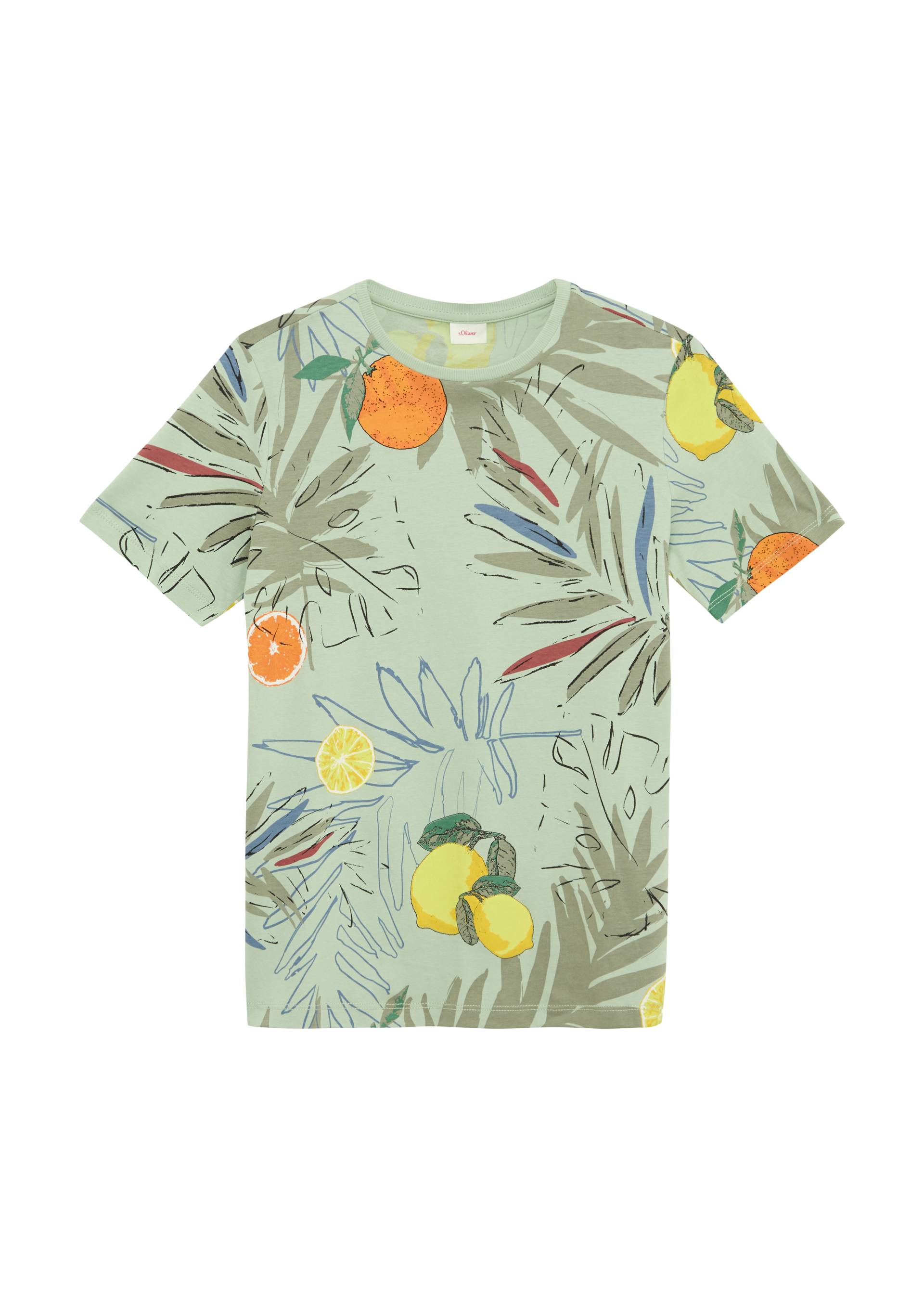 s.Oliver - T-Shirt mit All-over-Print, Jungen, grün|mehrfarbig von s.Oliver