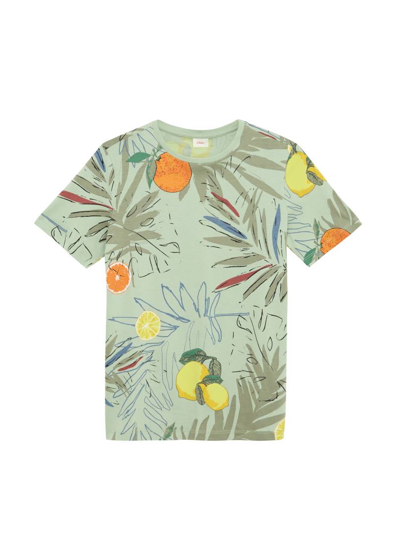 s.Oliver - T-Shirt mit All-over-Print, Jungen, grün|mehrfarbig von s.Oliver