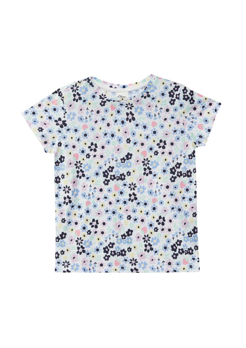 s.Oliver - T-Shirt mit All-over-Print im Loose Fit, Kinder, weiß von s.Oliver