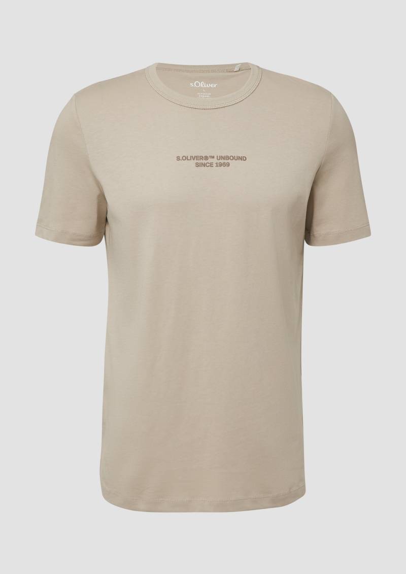 s.Oliver - T-Shirt mit Artwork aus reiner Baumwolle, Herren, Beige von s.Oliver
