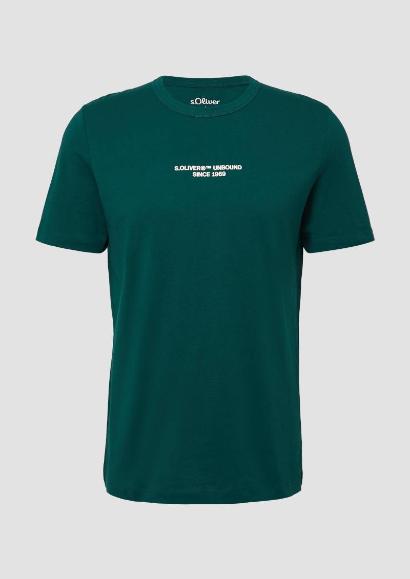 s.Oliver - T-Shirt mit Artwork aus reiner Baumwolle, Herren, Grün von s.Oliver