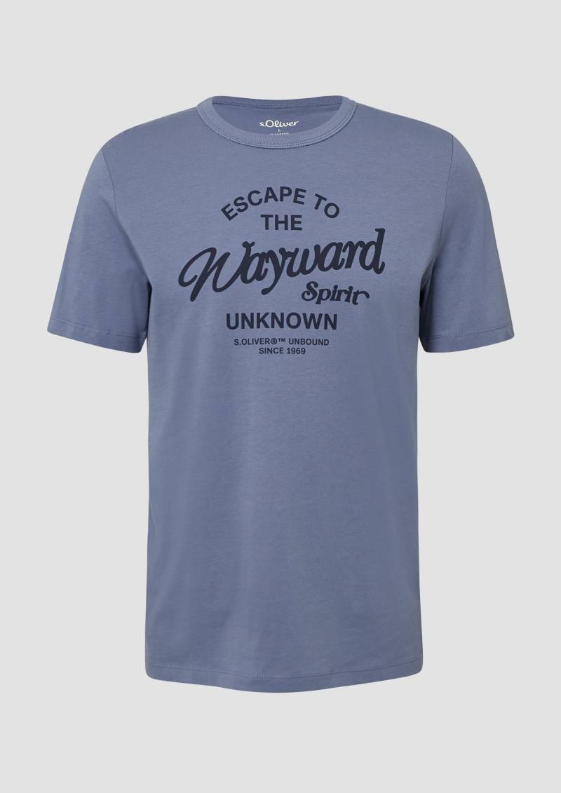 s.Oliver - T-Shirt mit Artwork aus reiner Baumwolle, Herren, blau von s.Oliver