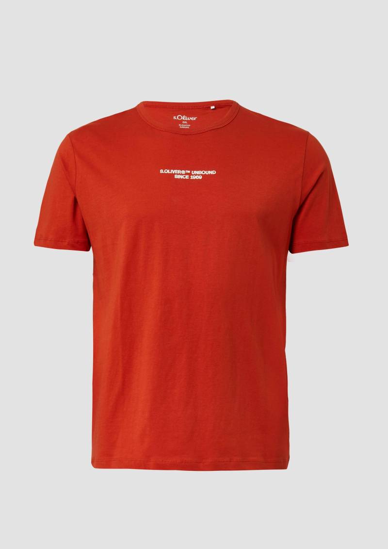 s.Oliver - T-Shirt mit Artwork aus reiner Baumwolle, Herren, rot von s.Oliver