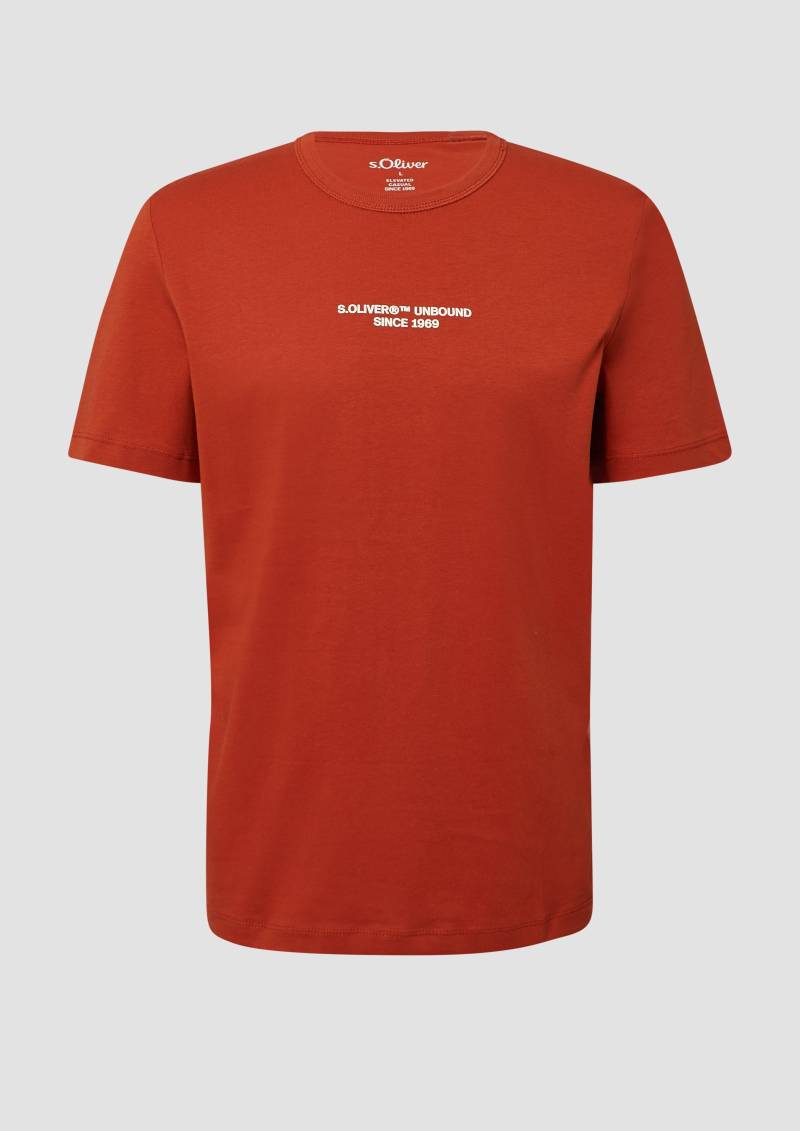 s.Oliver - T-Shirt mit Artwork aus reiner Baumwolle, Herren, rot von s.Oliver