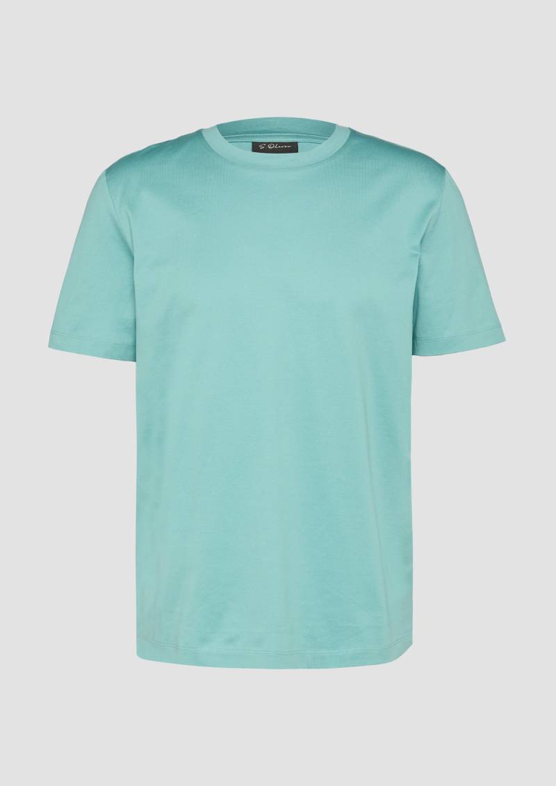s.Oliver - T-Shirt mit Crew Neck aus mercerisiertem Baumwolljersey, Herren, Blau von s.Oliver