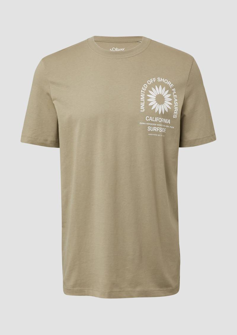 s.Oliver - T-Shirt mit Crew Neck und Frontprint, Herren, Grün von s.Oliver