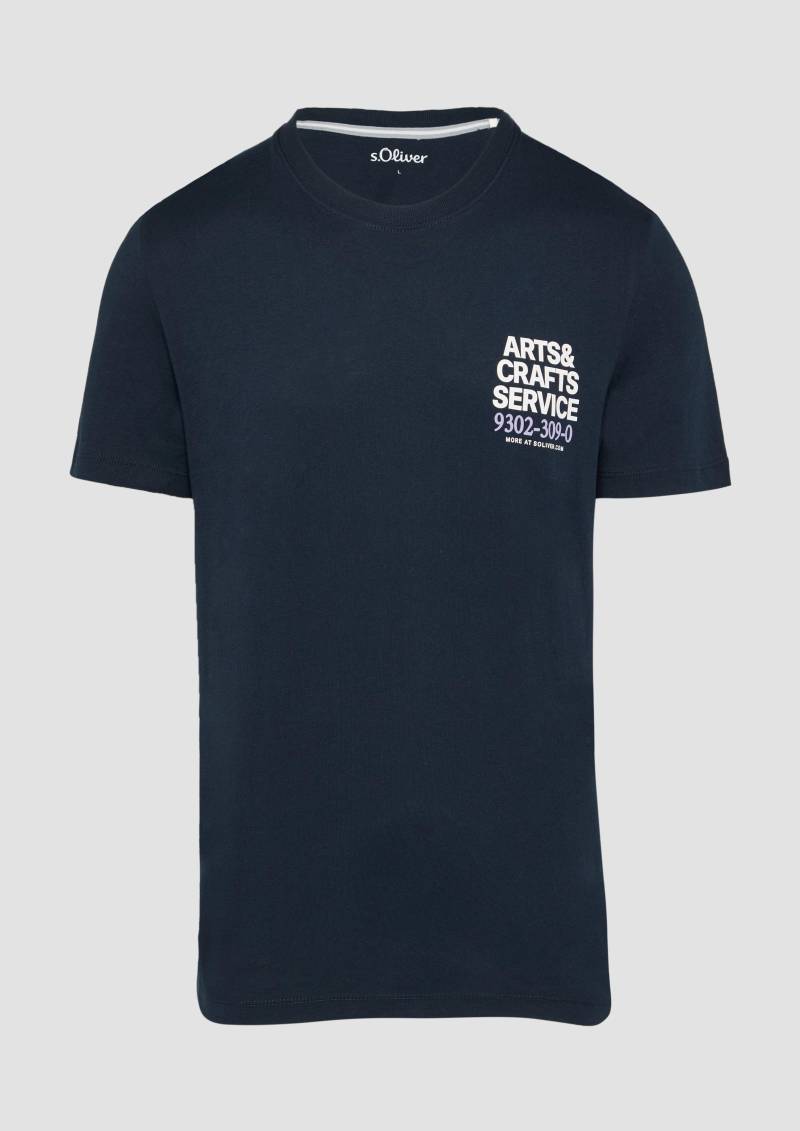 s.Oliver - T-Shirt mit Crew Neck und Frontprint, Herren, blau von s.Oliver