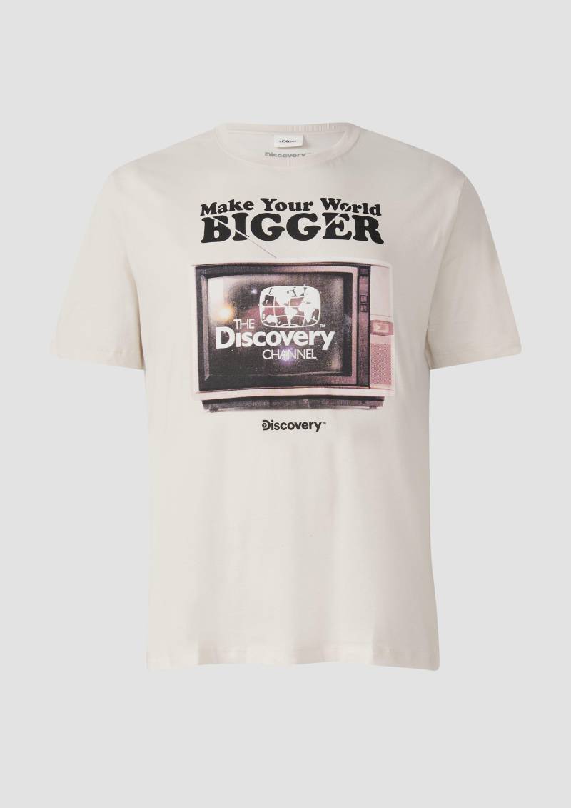 s.Oliver - T-Shirt mit Discovery™-Print, Herren, creme von s.Oliver