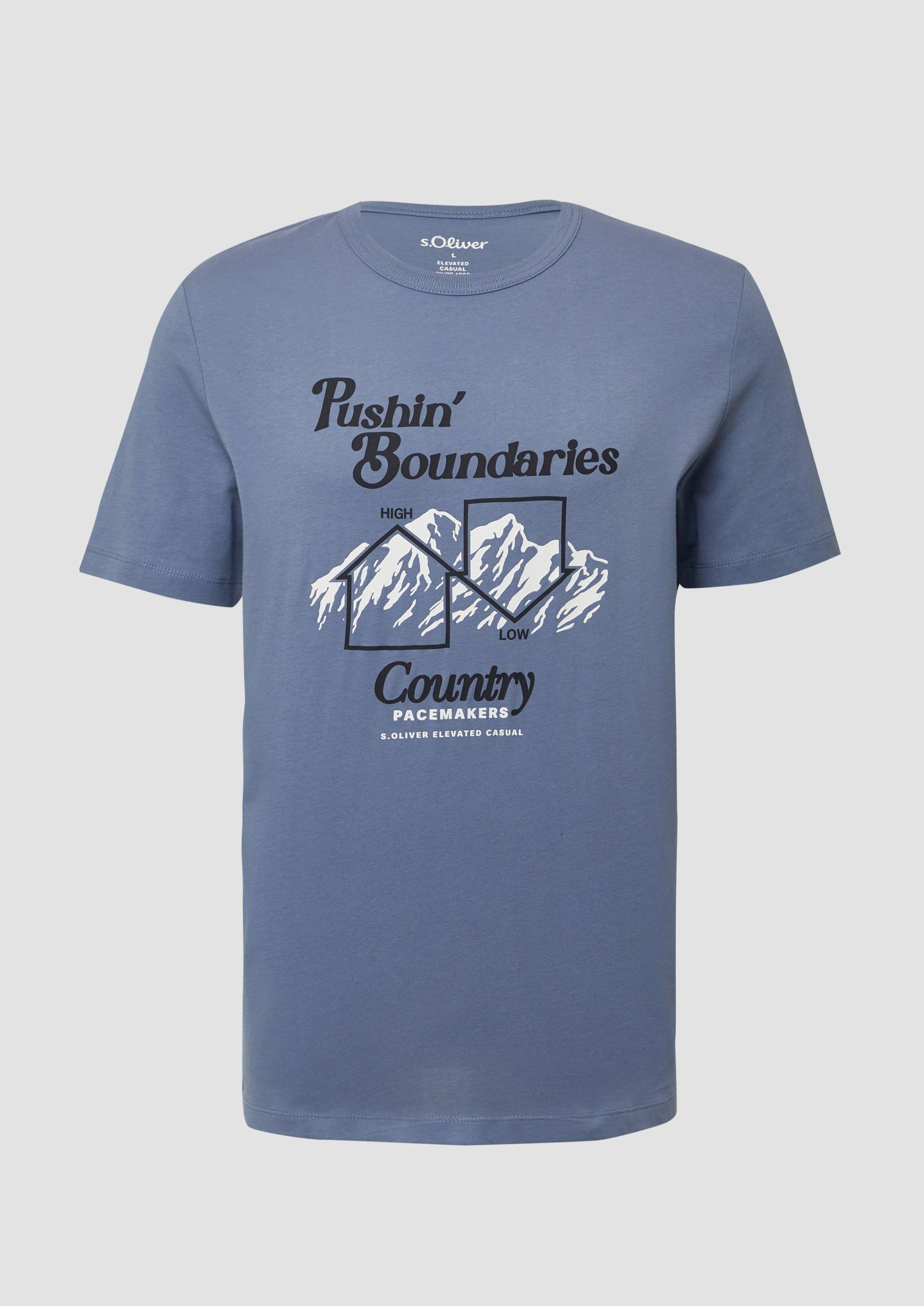 s.Oliver - T-Shirt mit Frontprint, Herren, blau von s.Oliver