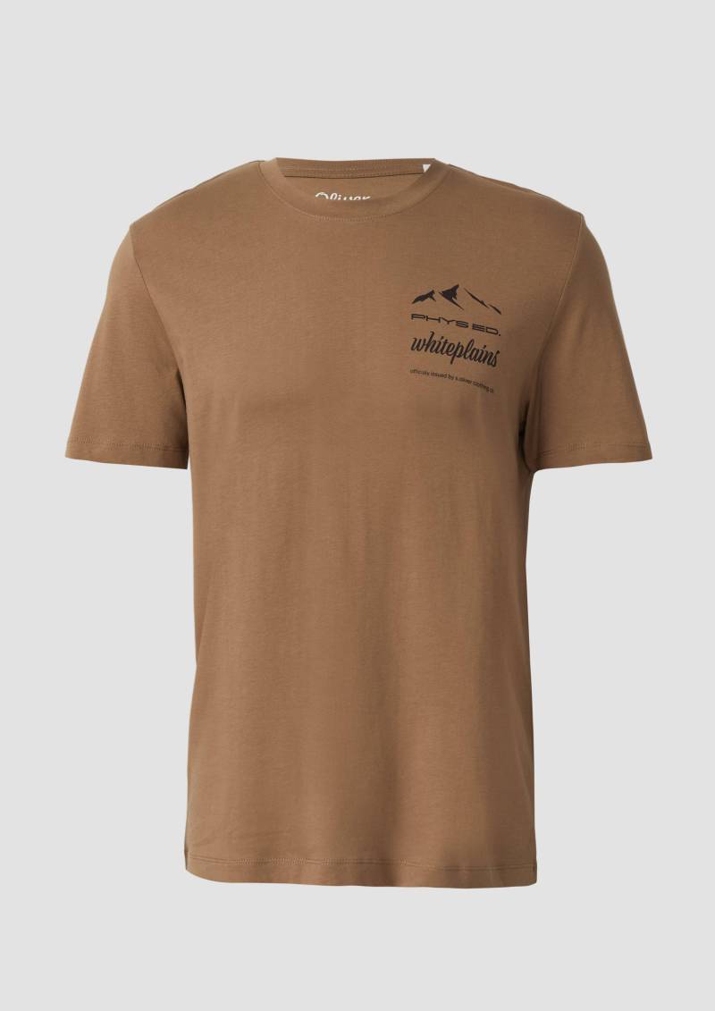s.Oliver - T-Shirt mit Frontprint aus Baumwolle, Herren, braun von s.Oliver